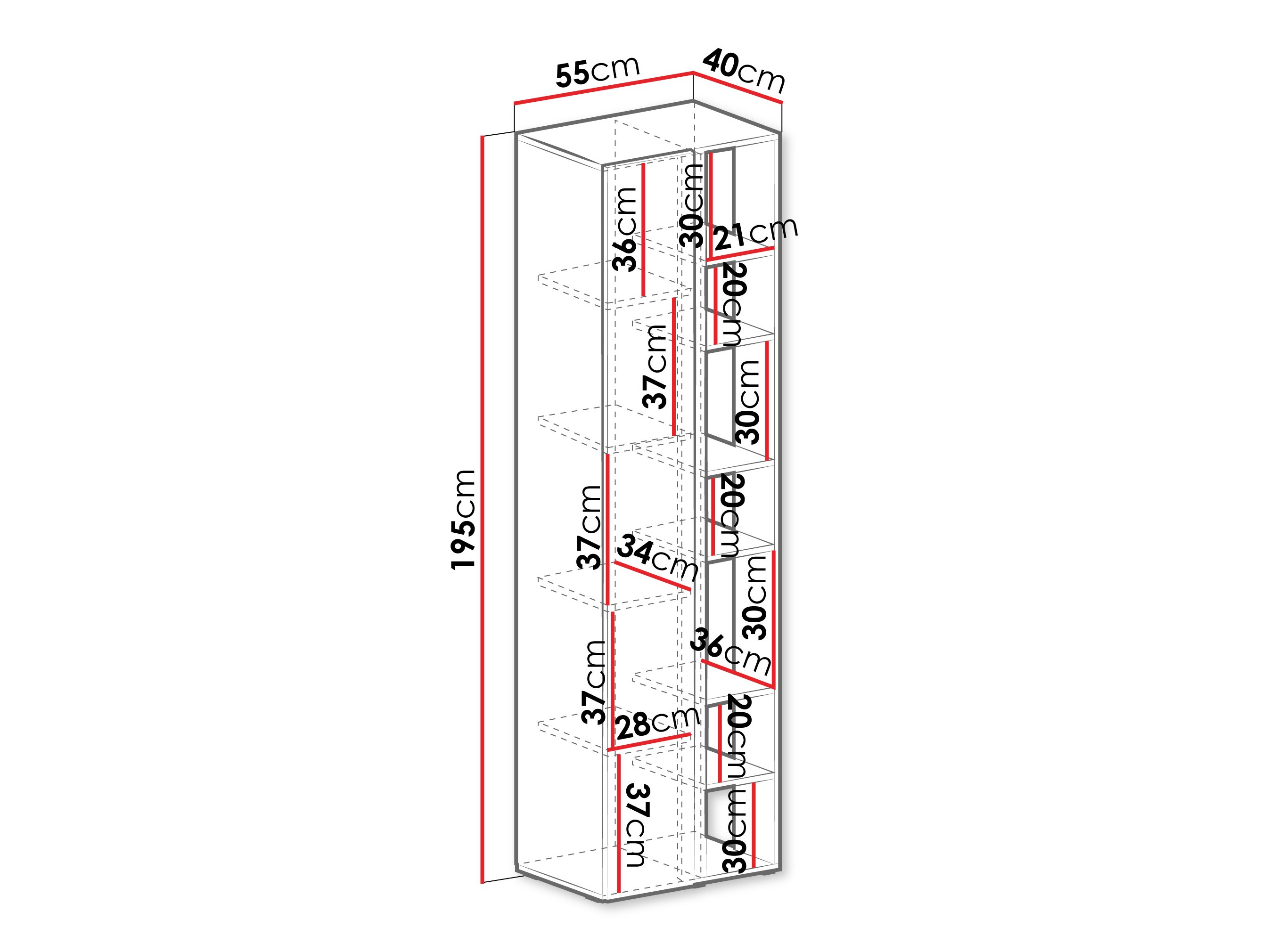 Boekenkast Fiosono 103 (Eucalyptus + Eiken)