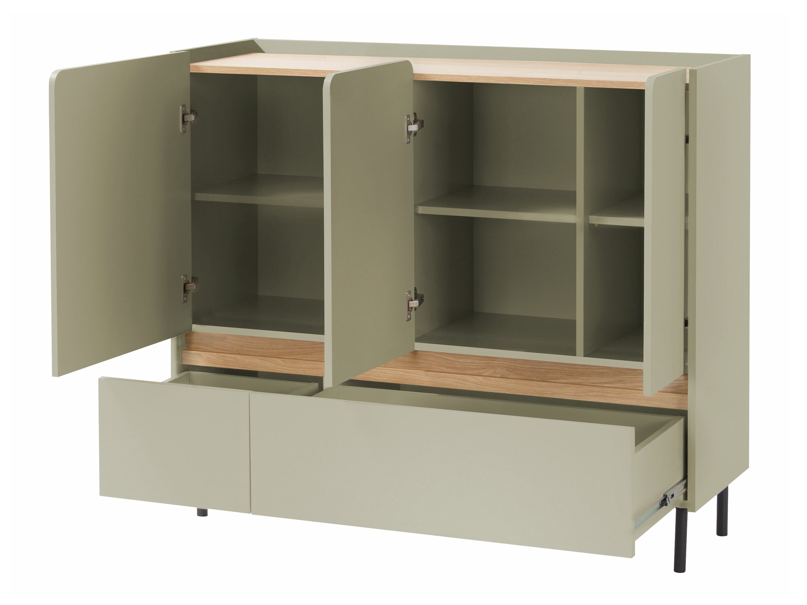 Ladekast Fiosono 106 (Stoffig groen + Eiken)