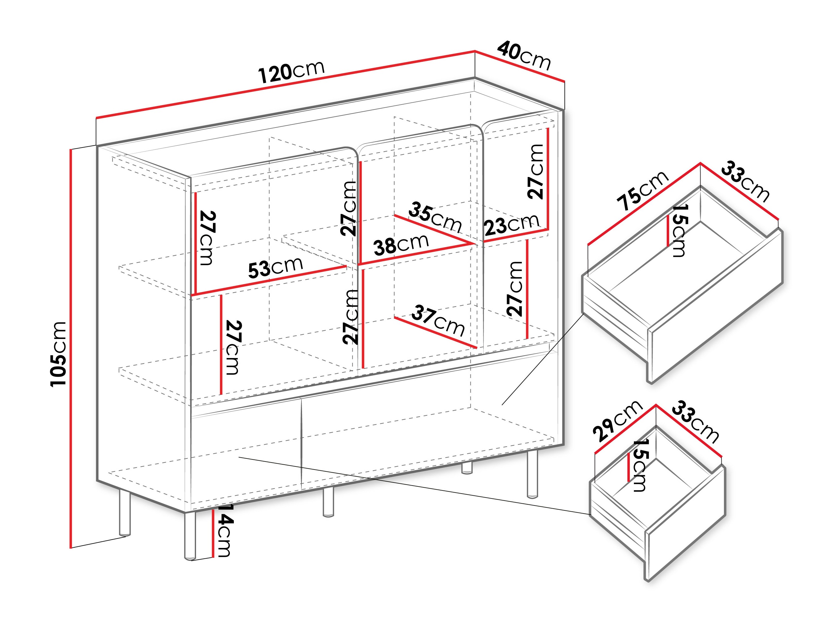 Ladekast Fiosono 107 (Eucalyptus + Eiken)