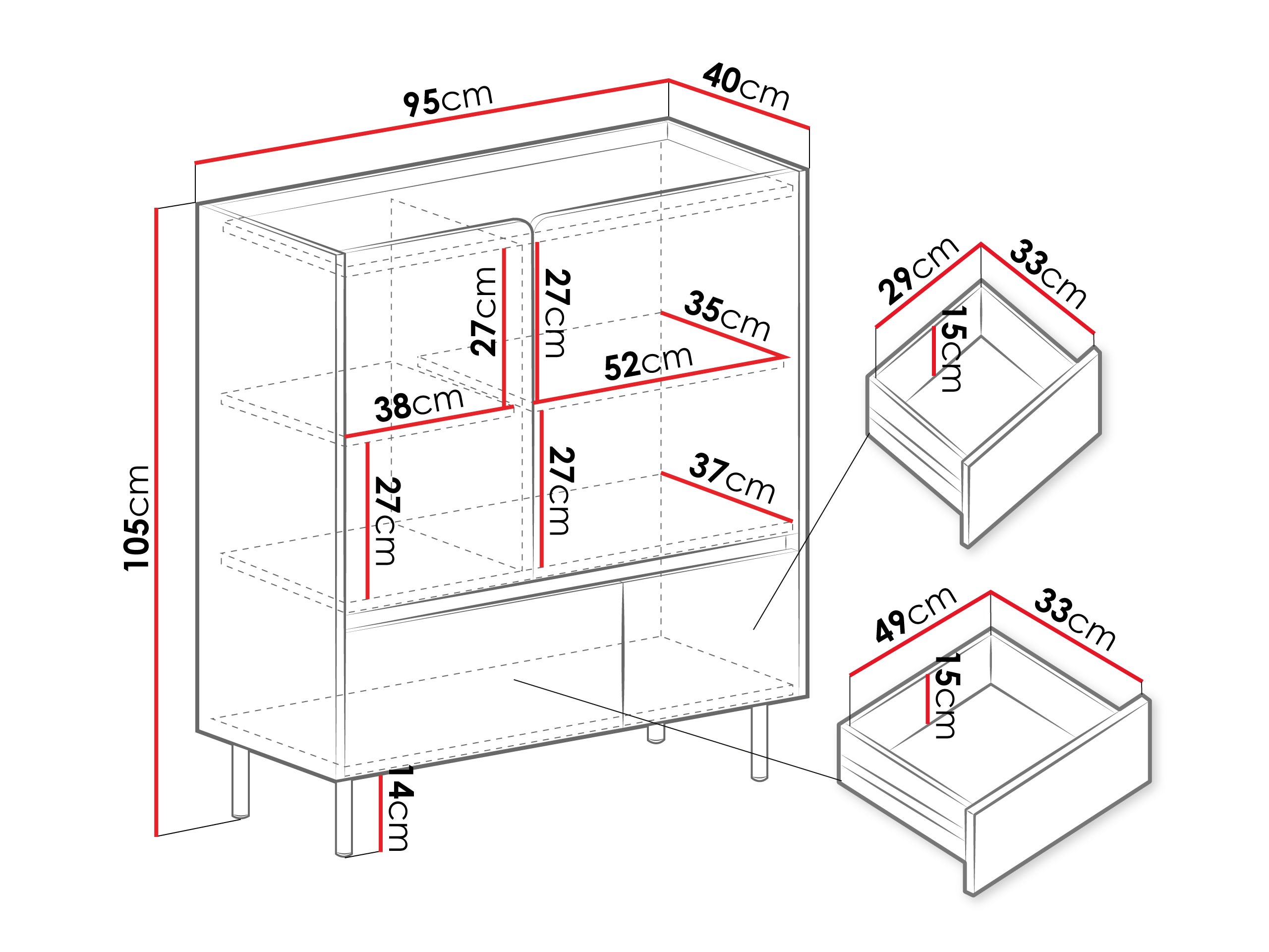 Ladekast Fiosono 108 (Stoffig groen + Eiken)