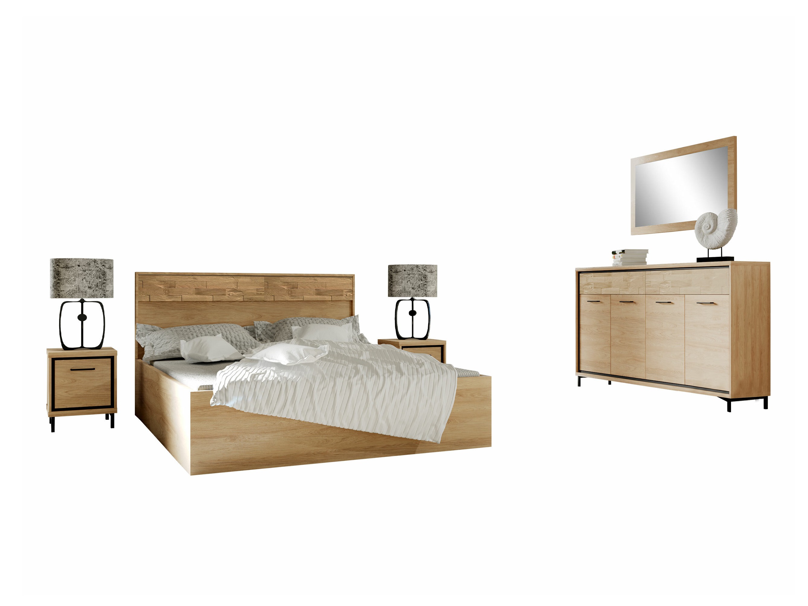 Slaapkamerset Etrmoni 122 (Licht hout + Eiken)