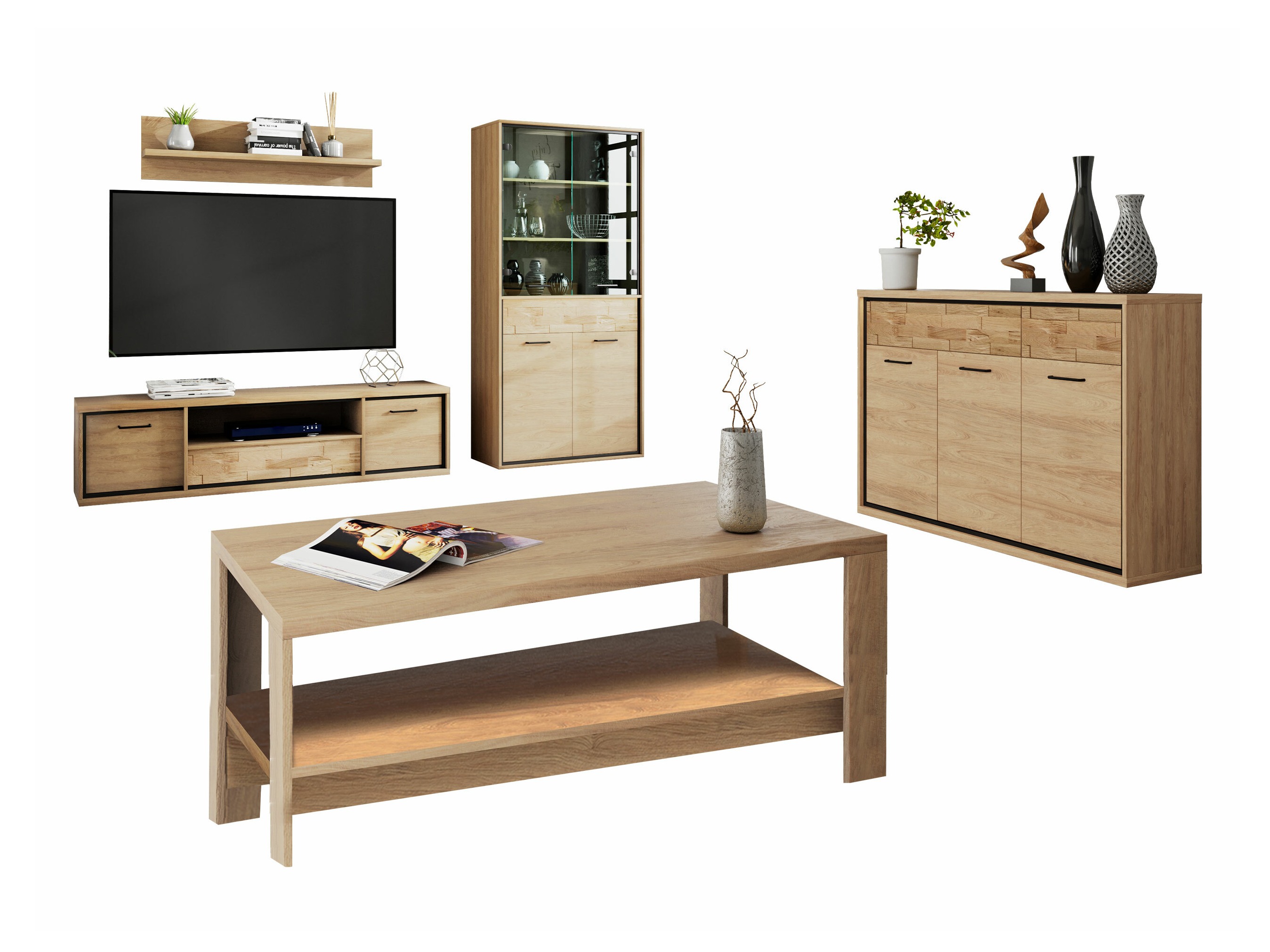 Woonkamerset Etrmoni 118 (Licht hout + Eiken)