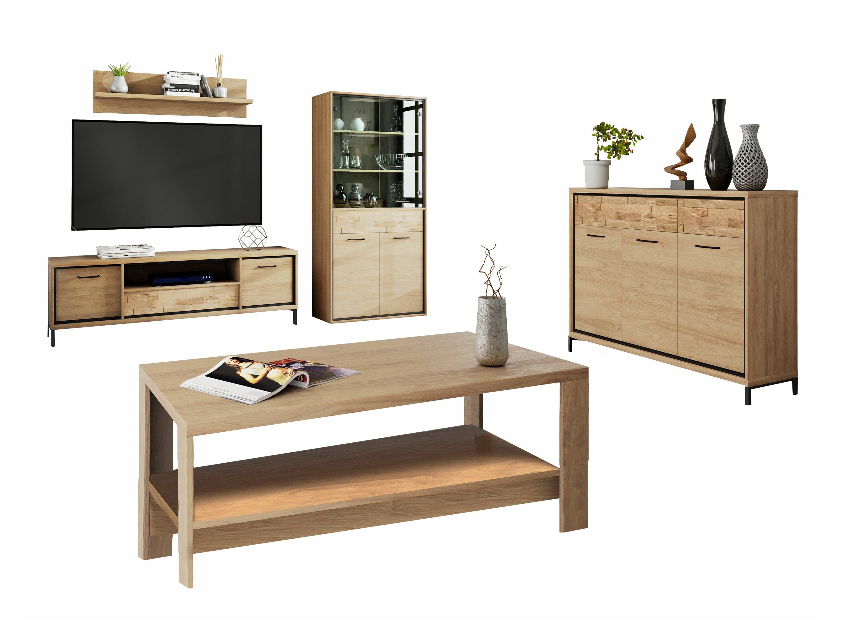 Woonkamerset Etrmoni 118 (Licht hout + Eiken)