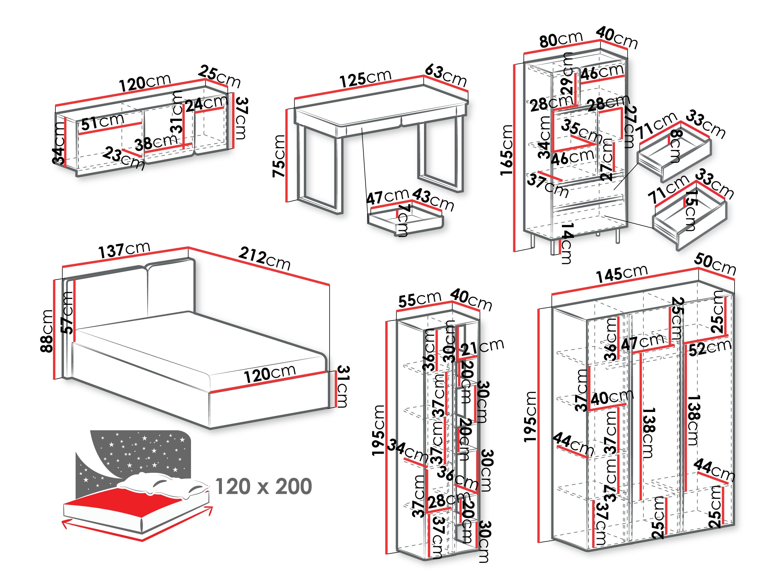 Slaapkamerset Fiosono 113 (Eucalyptus + Eiken)