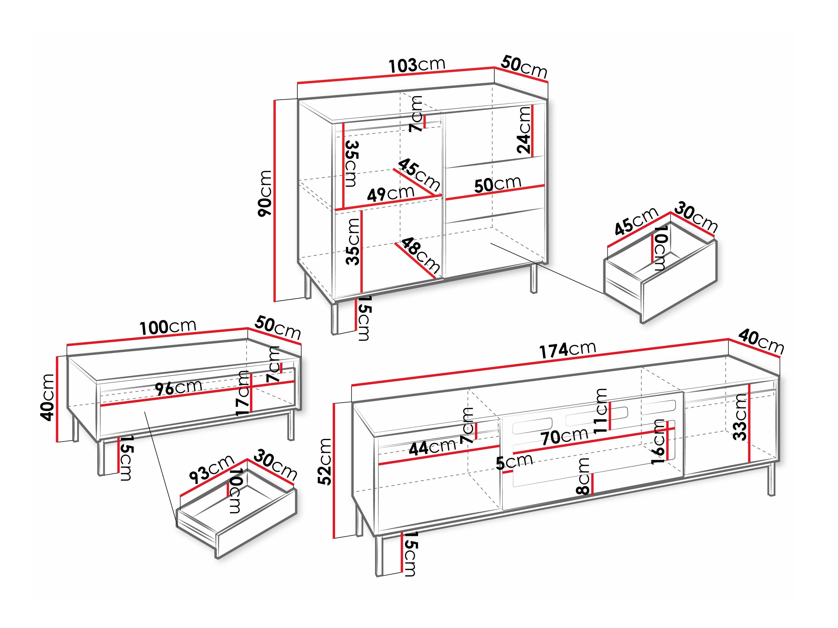 Woonkamerset Comfivo Delruva 110 (Wit)