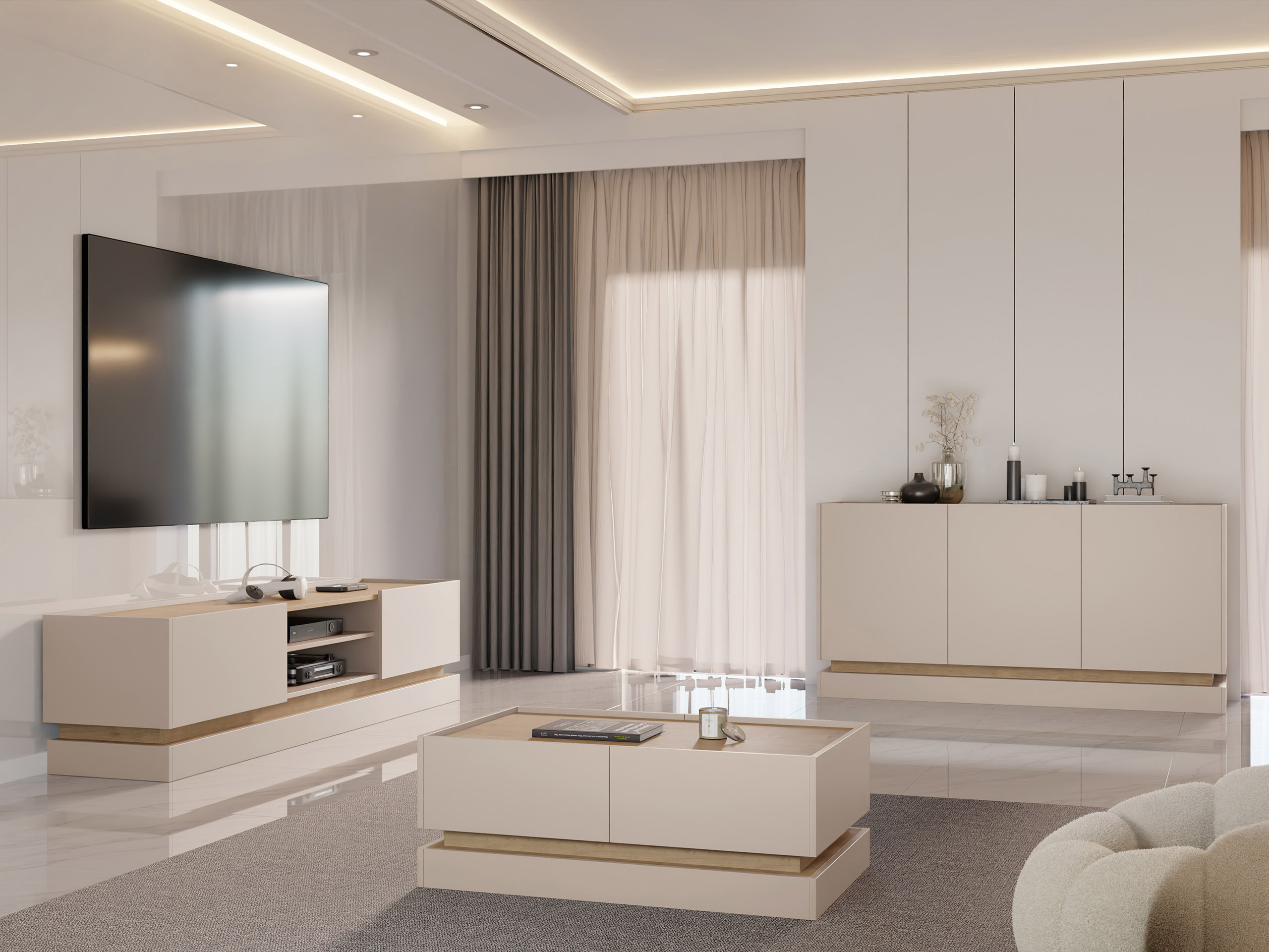 TV-meubel Comfivo Tilia (Kasjmier + Eiken)