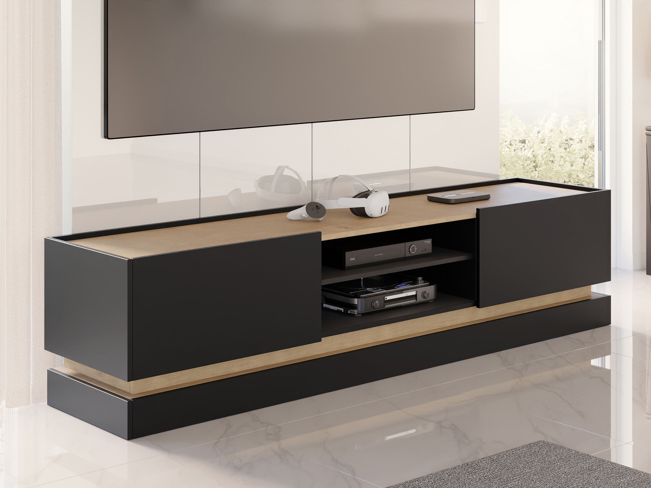 TV-meubel Comfivo Tilia (Zwart + Eiken)