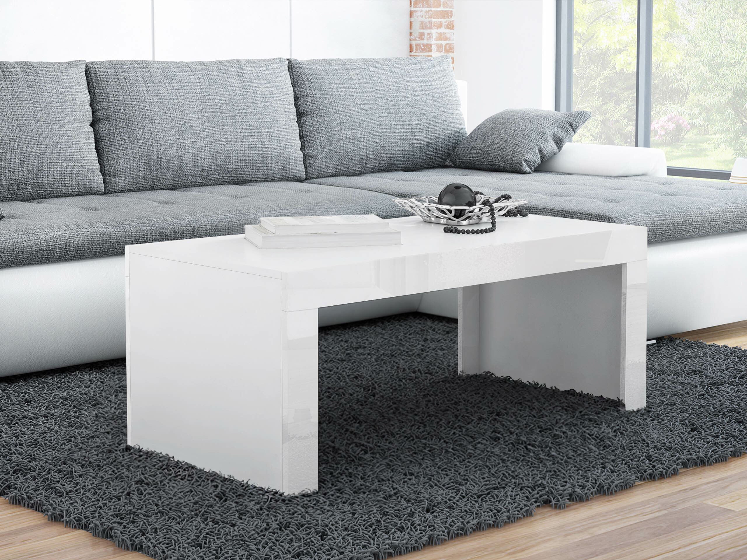Salontafel Charlotte 107 (Wit + Glanzend wit)