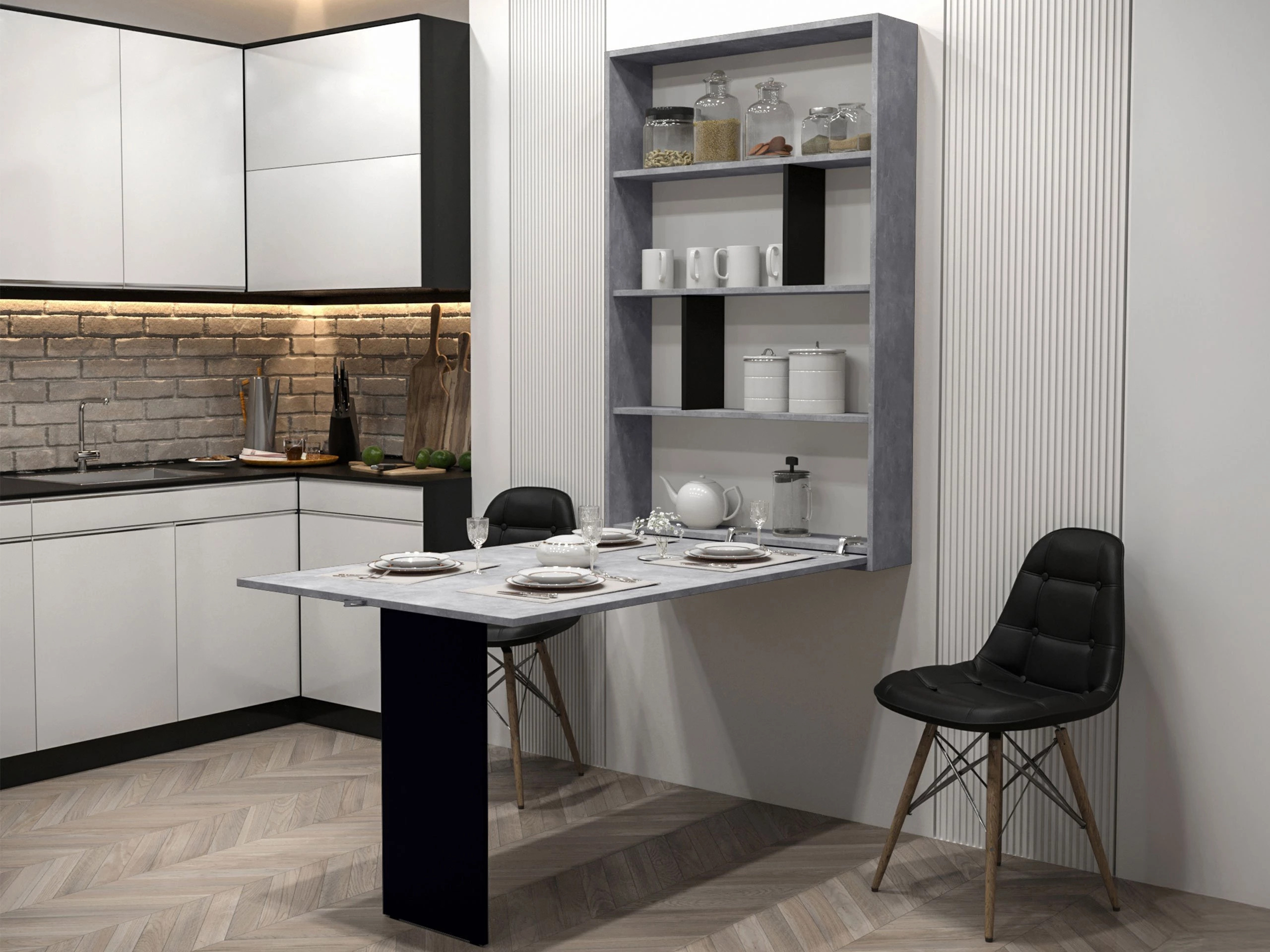 Inklapbare tafel Hartford 428 (Zwart + Beton)