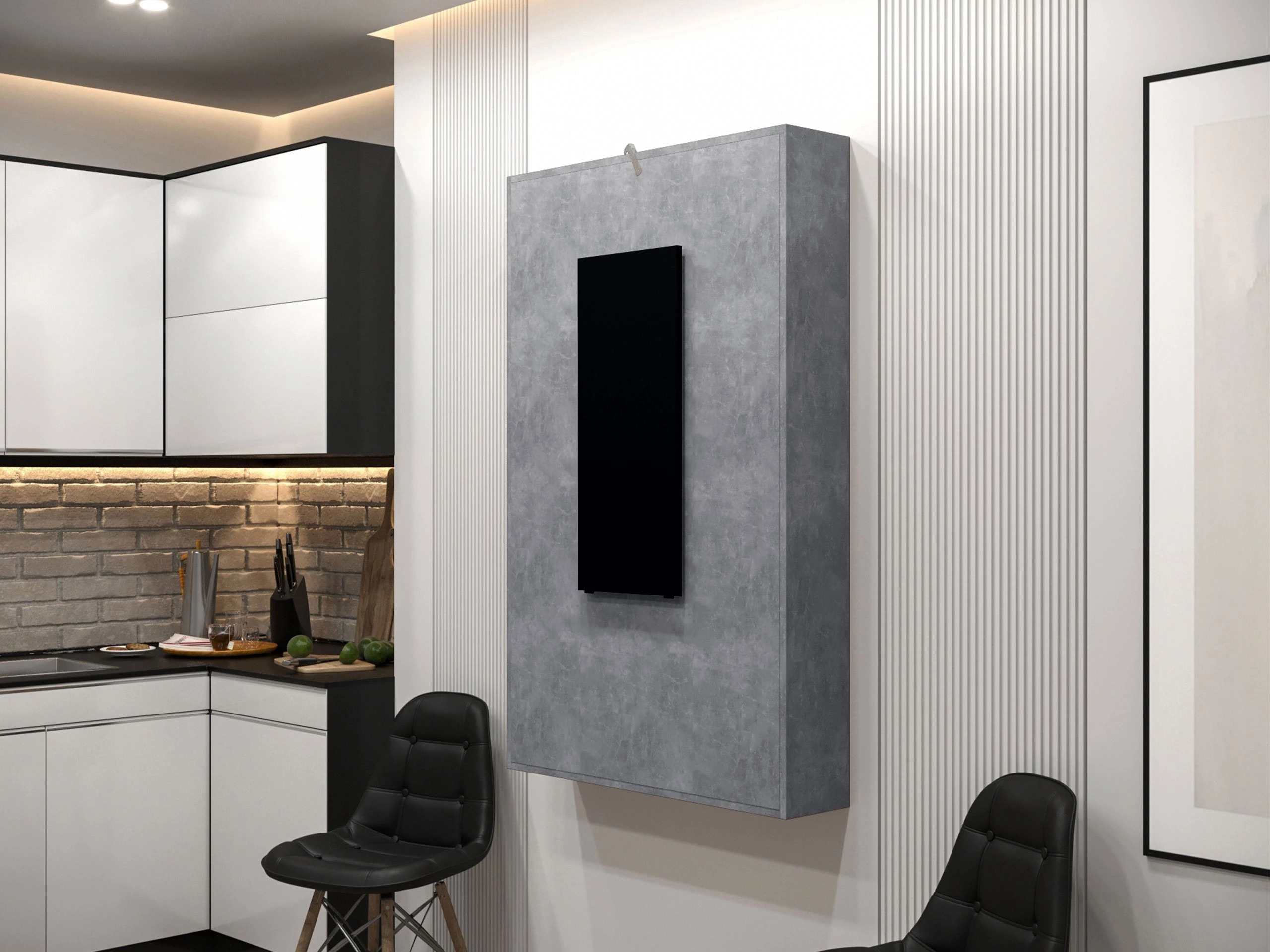 Inklapbare tafel Hartford 428 (Zwart + Beton)