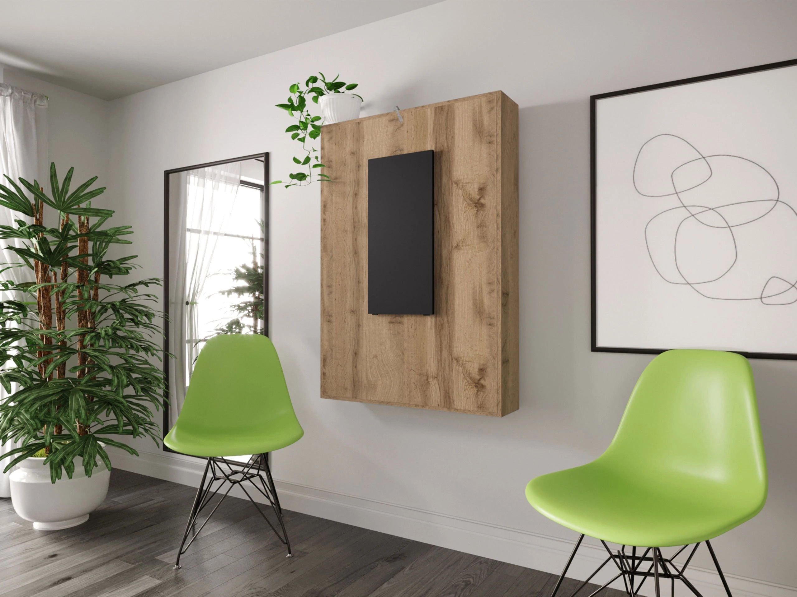 Inklapbare tafel Pinis III (Zwart + Wotan eik)