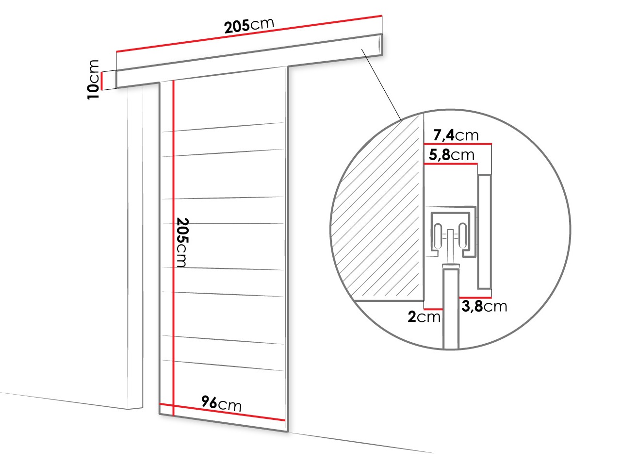 Schuifdeur Closico Portalis V (Kasjmier + Wit)