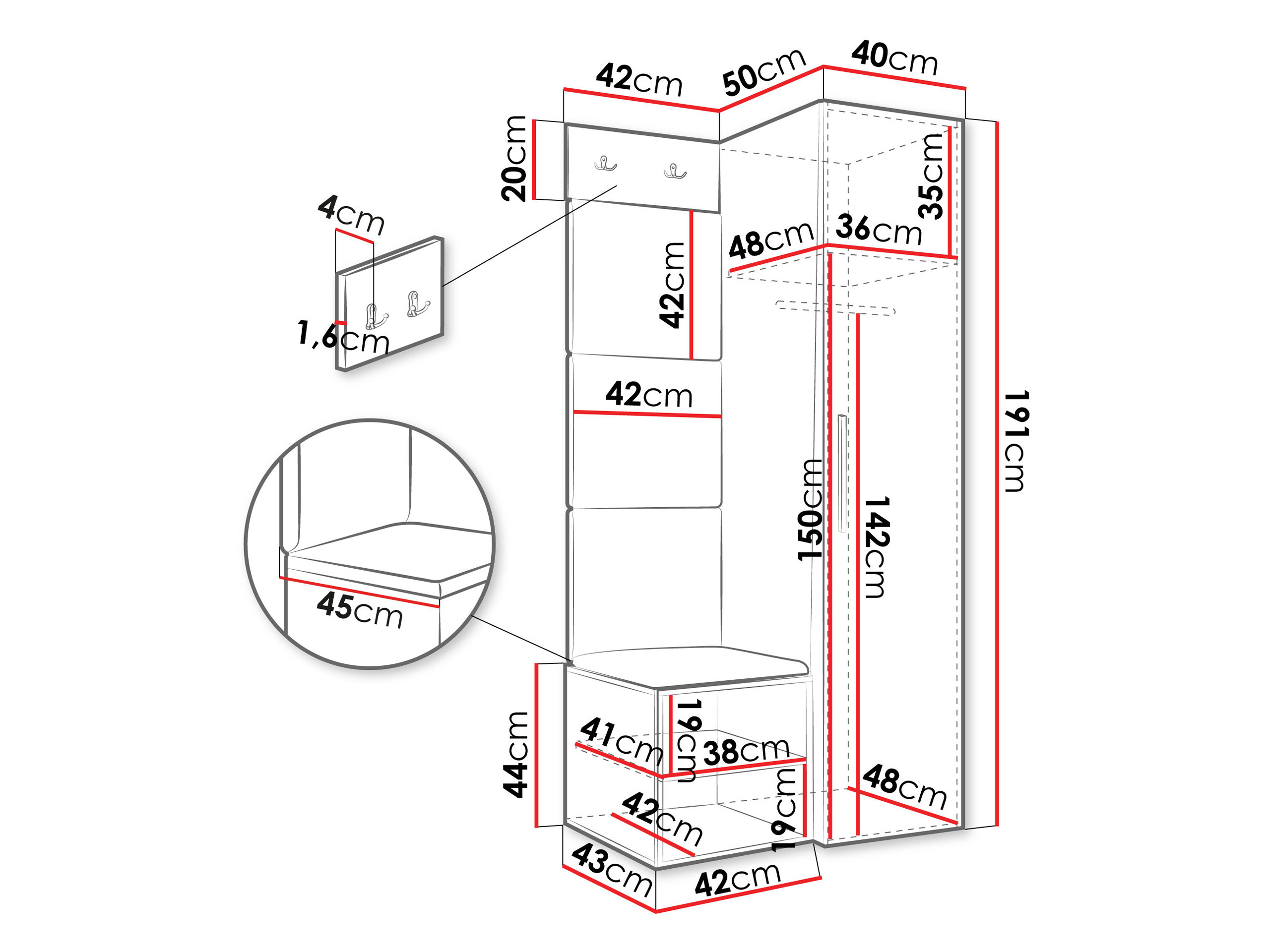Gangmeubelset Hartford 524 (Wit)