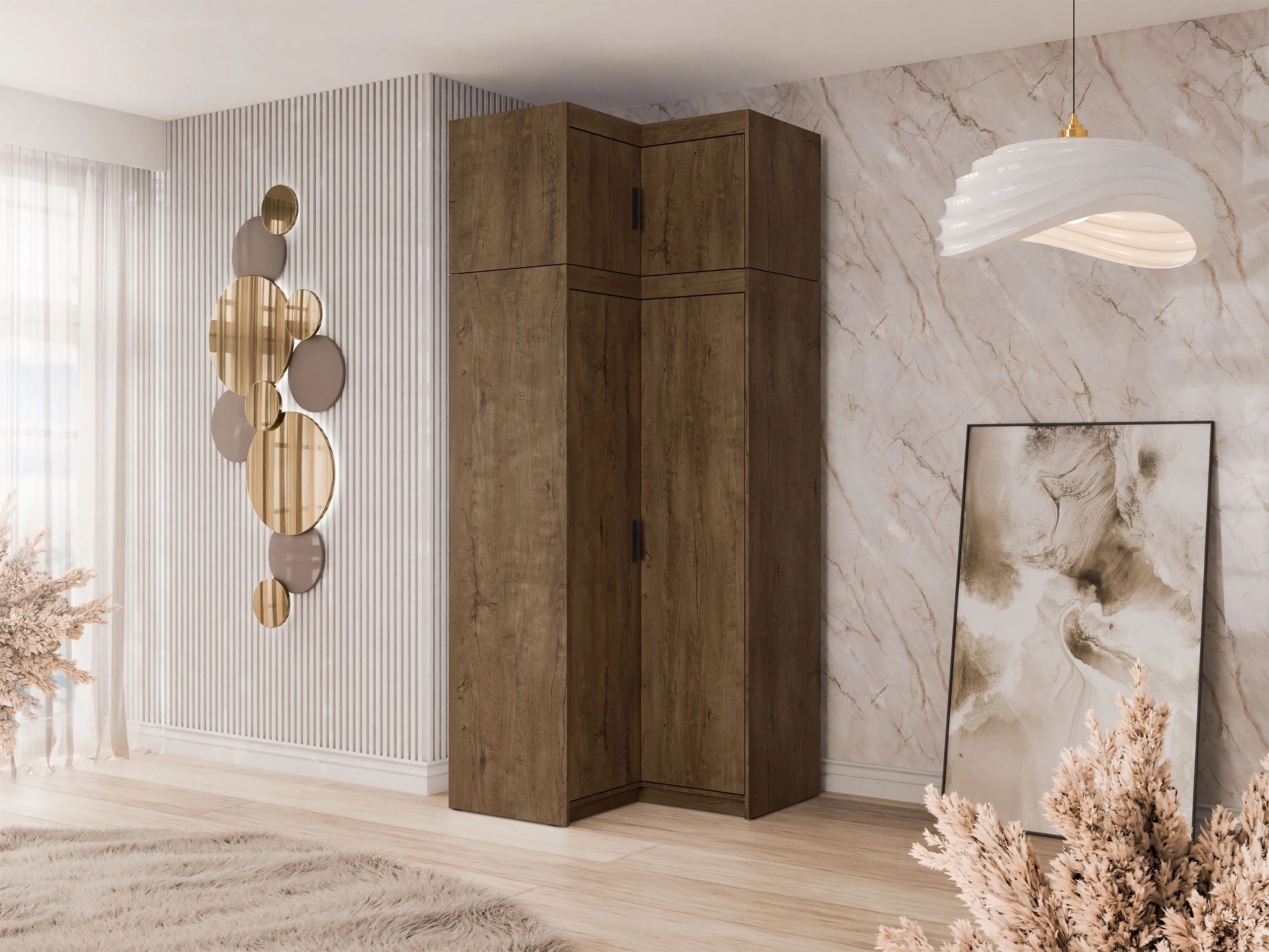 Hoekkledingkast Novduni 121 (Lefkas eik)