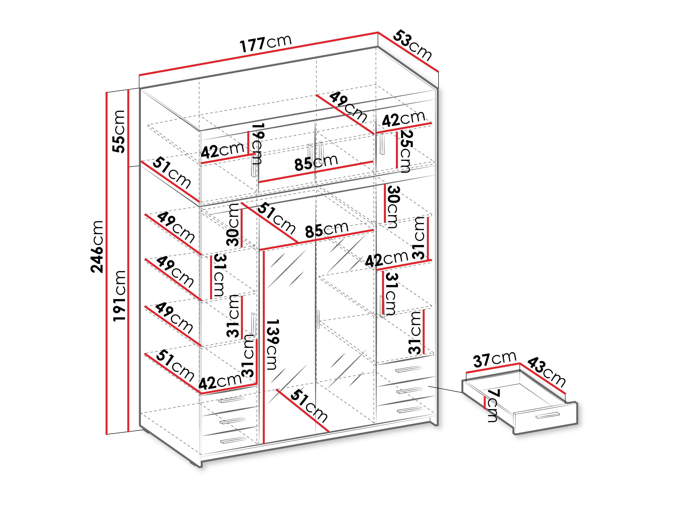 Kledingkast Novduni 120 (Eiken)