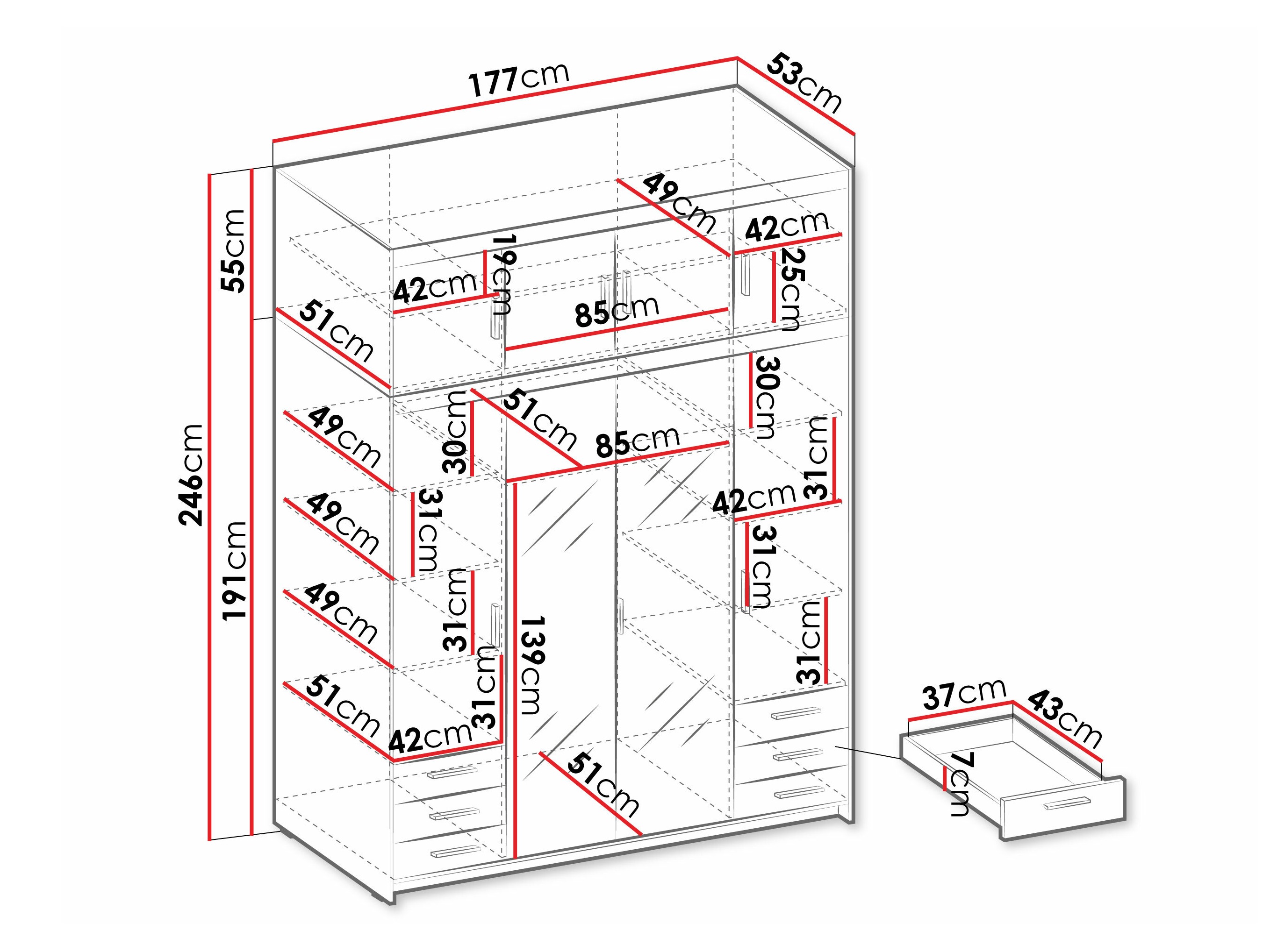 Kledingkast Novduni 120 (Wit)