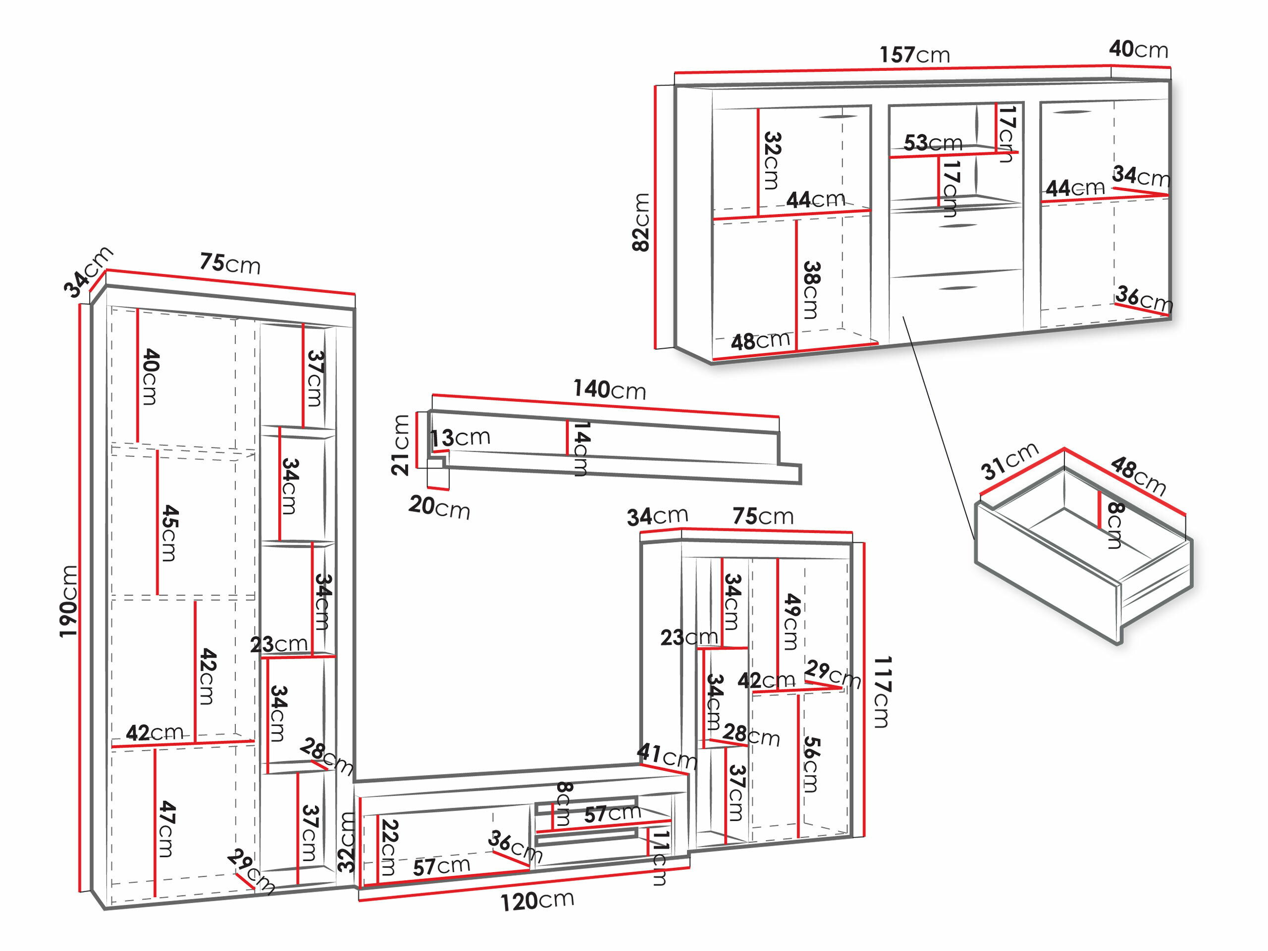 Woonkamerset Tucson 106 (Wit)