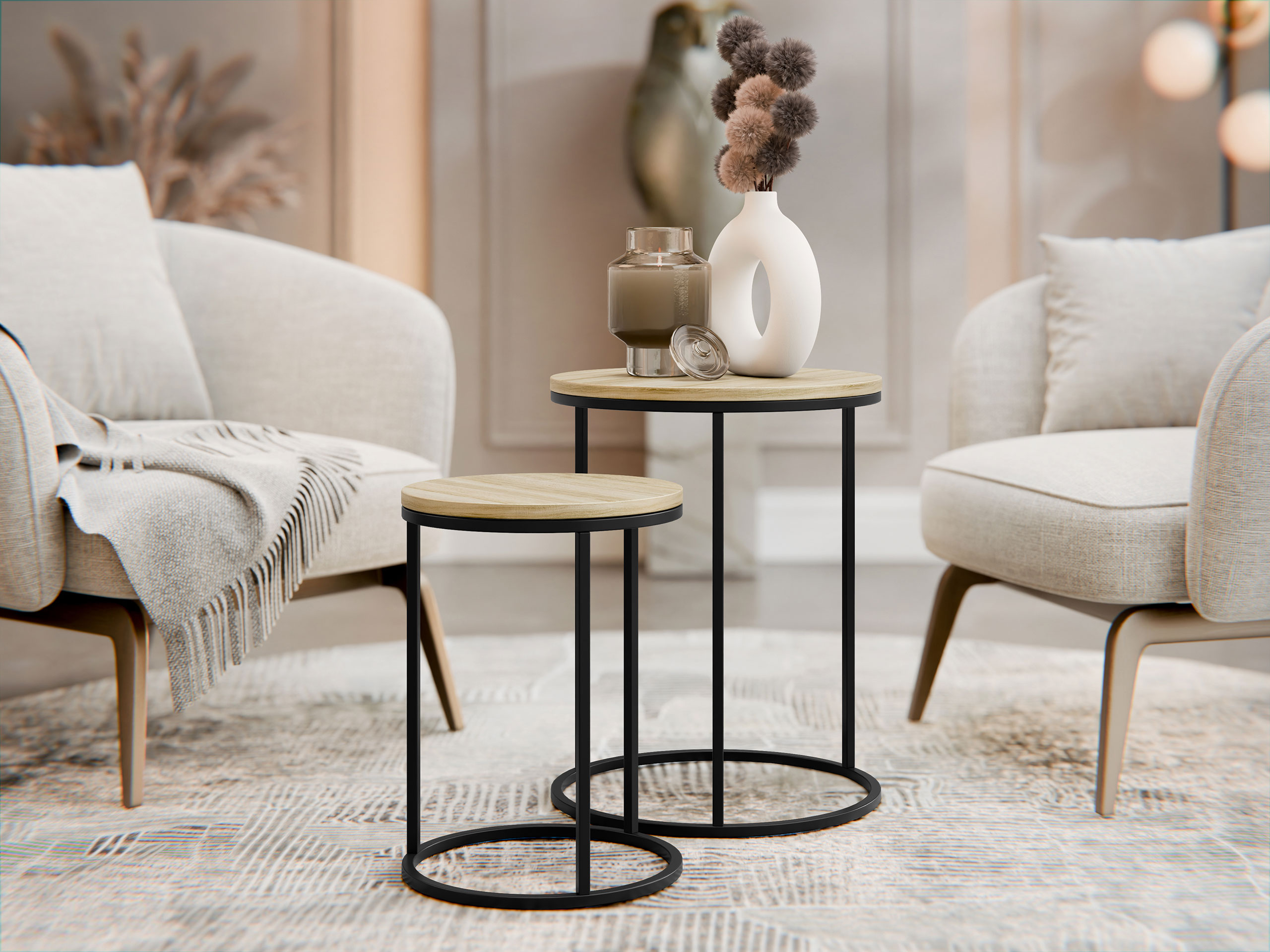 Bijzettafels set Richardson 137 (Licht hout)