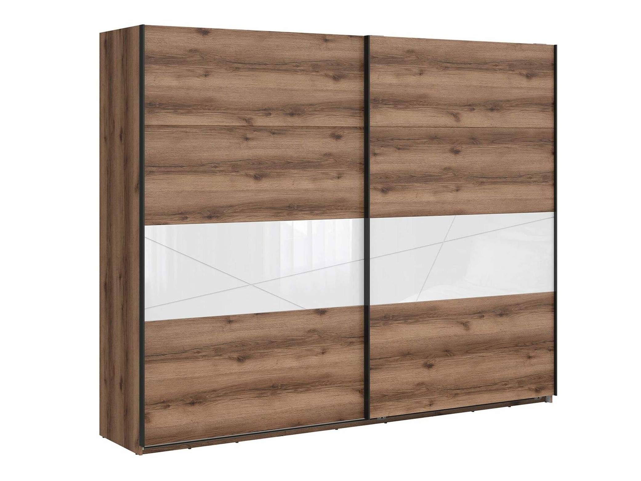 Kledingkast Fivale 124 (Donker delano-eik + Glanzend wit)