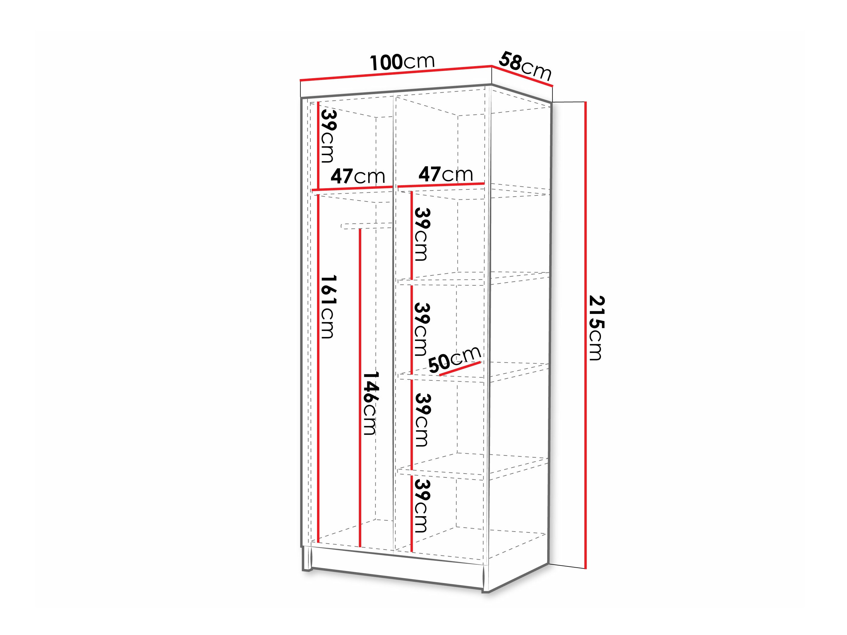 Kledingkast Closico Staton II (Wit + Zwart)