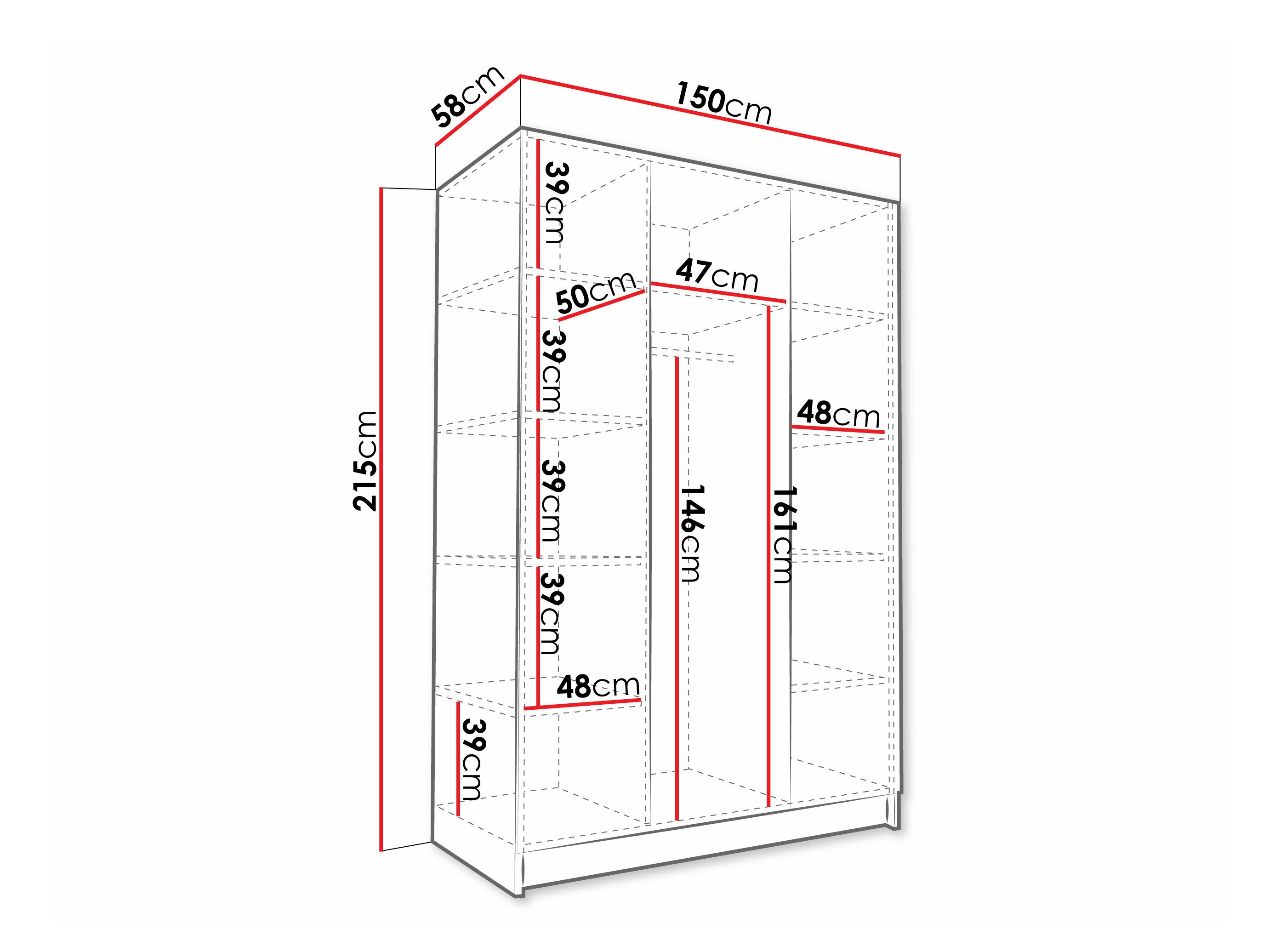 Kledingkast Closico 196 (Wit + Zwart)