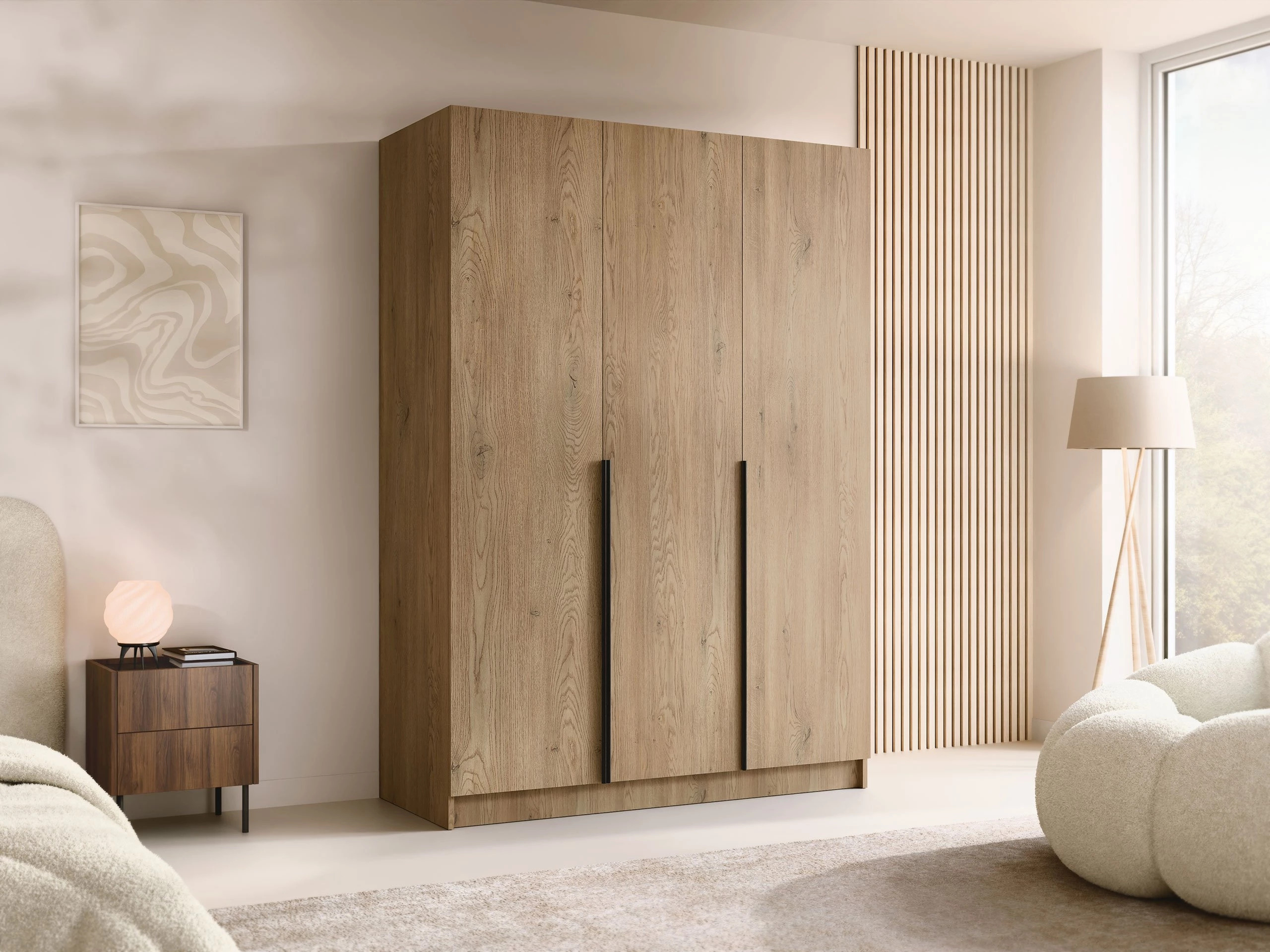 Kledingkast Closico Decoron I (Licht hout + Zwart)