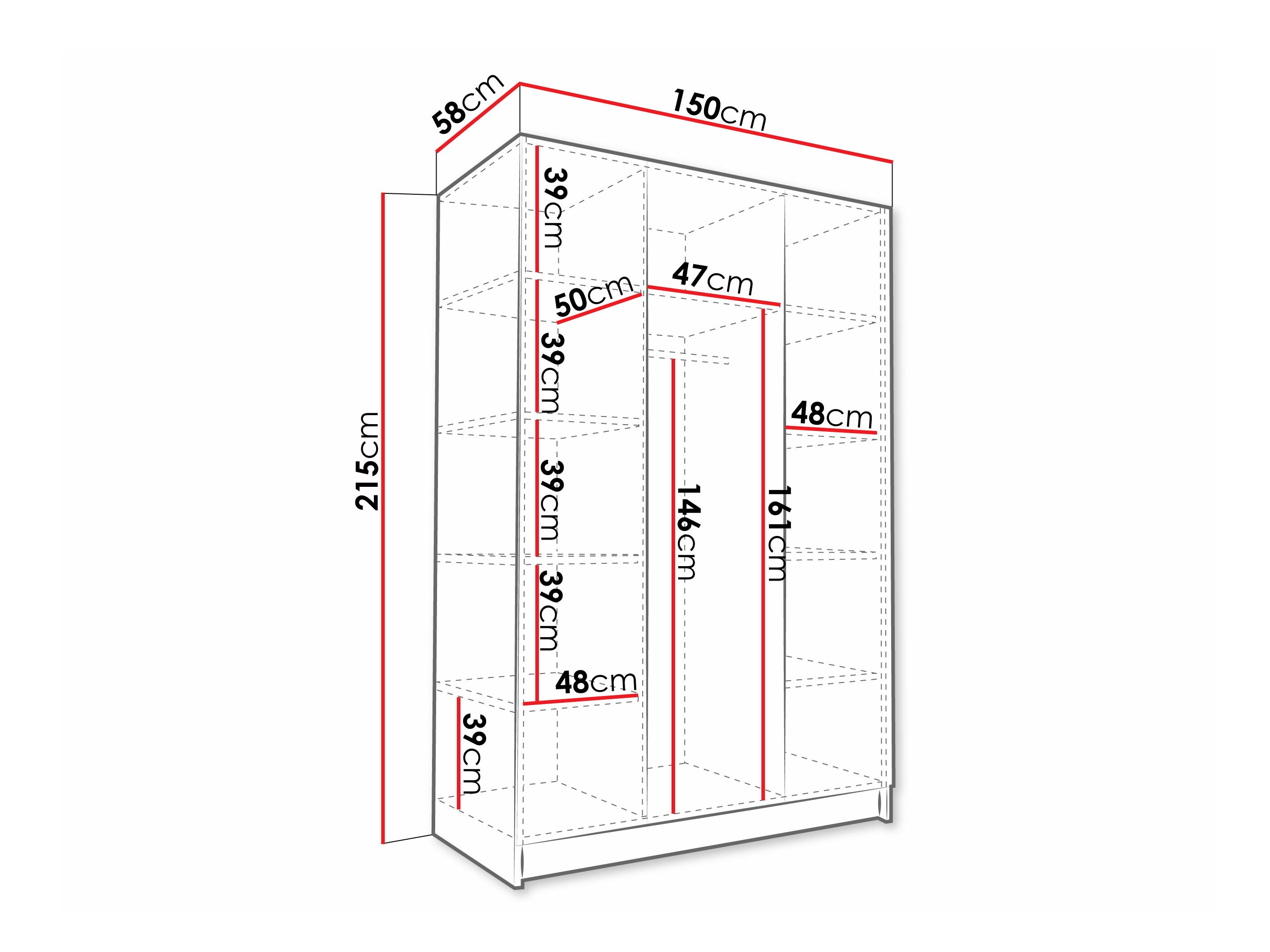 Kledingkast Closico Decoron I (Wit + Glanzend wit)