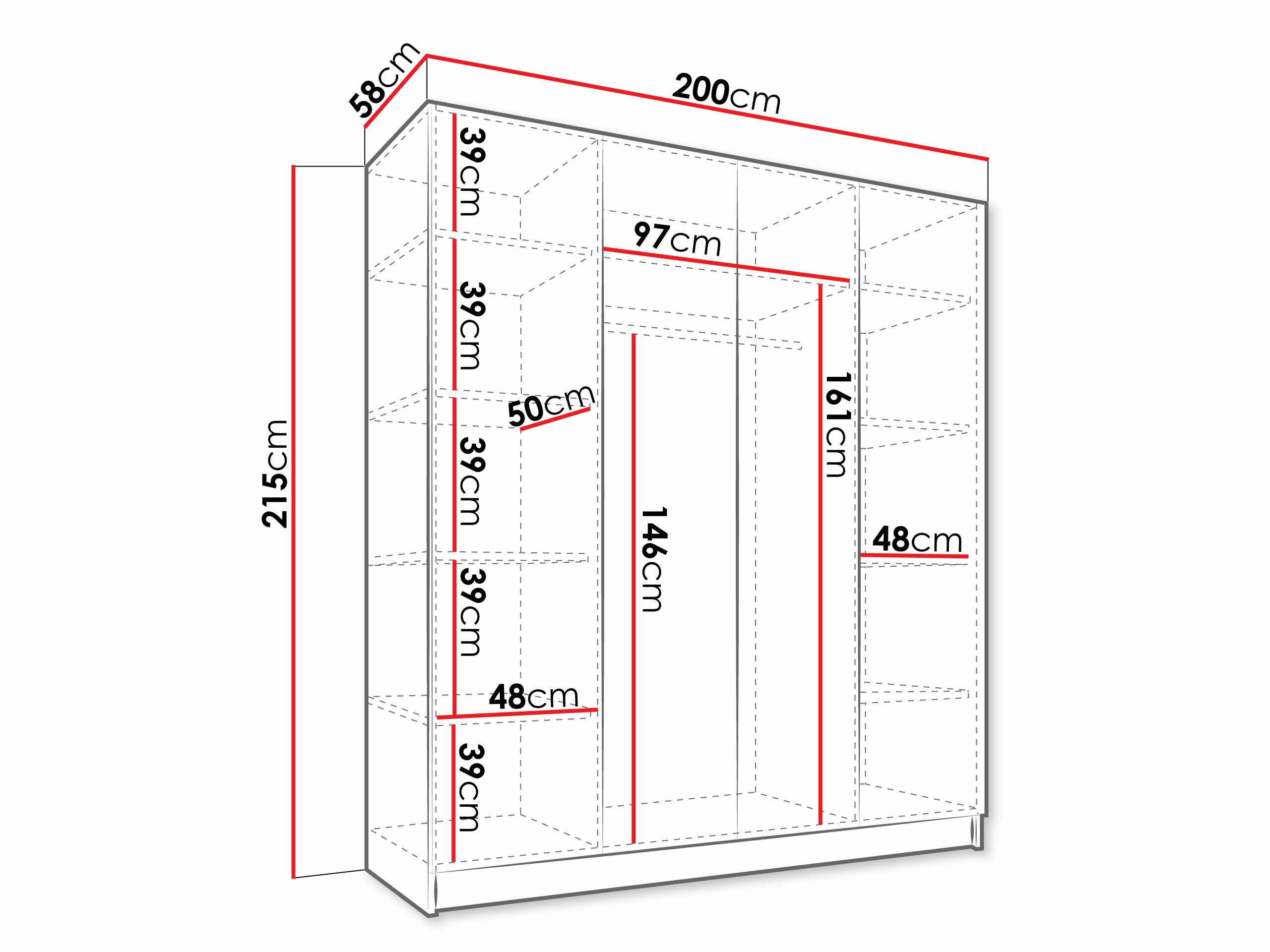 Kledingkast Closico Navor II (Kasjmier + Zwart)