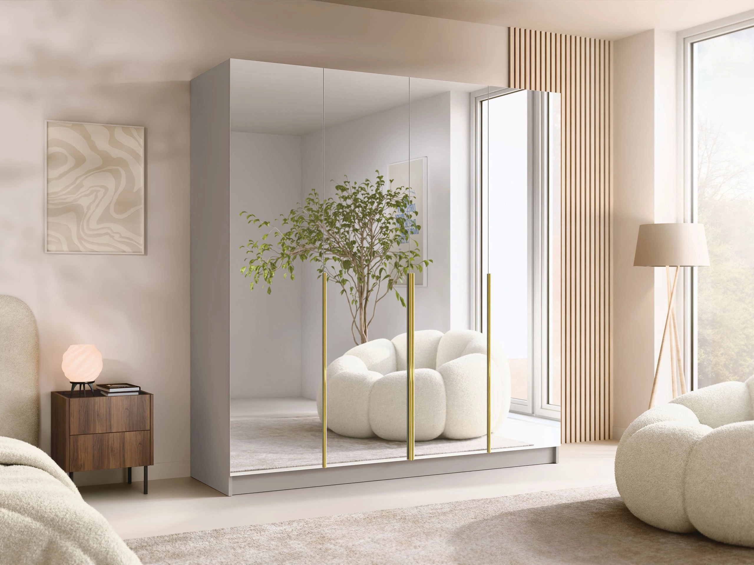 Kledingkast Closico Navor III (Kasjmier + Gouden)