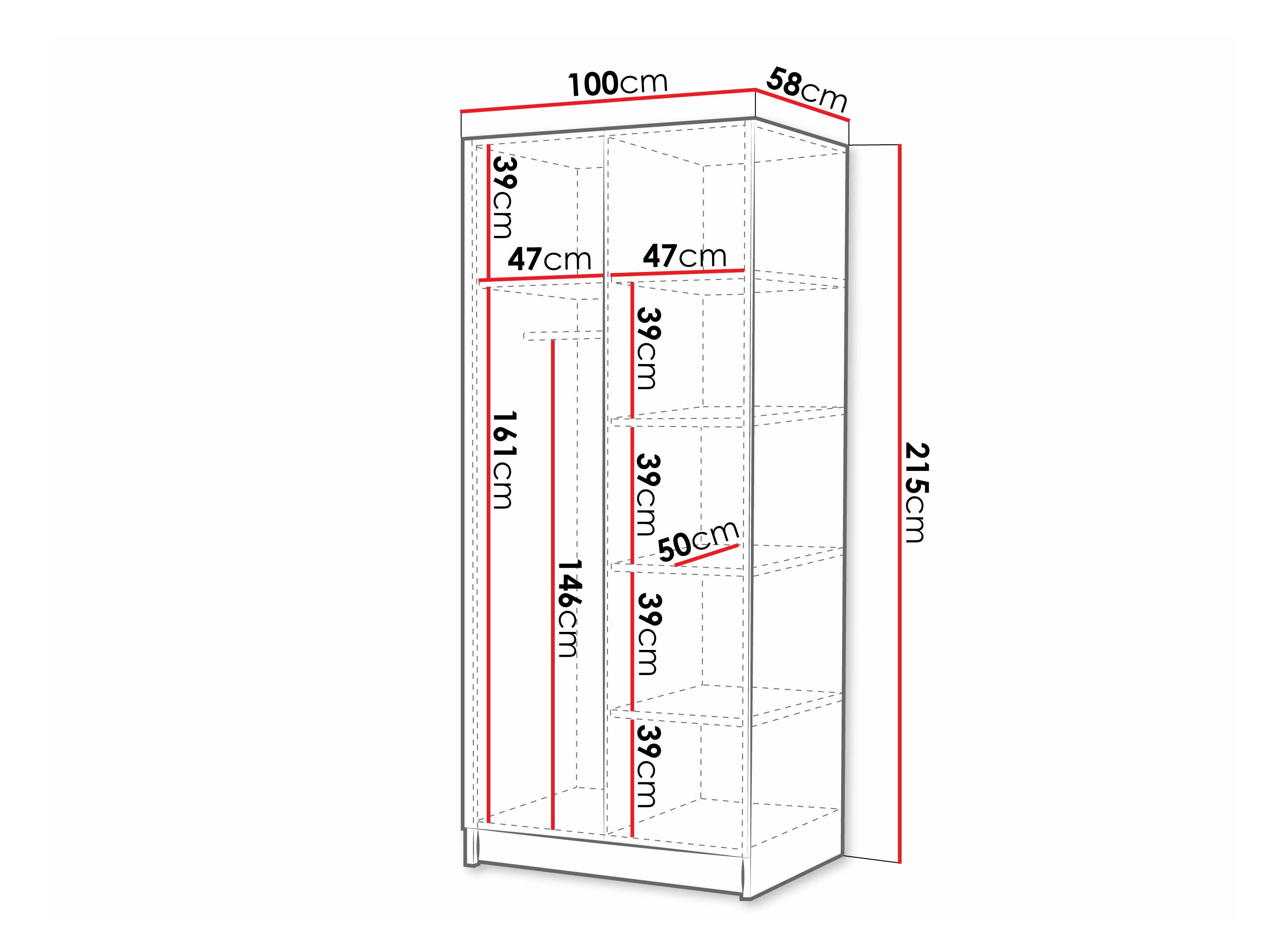 Kledingkast Closico Staton III (Wit + Zwart)