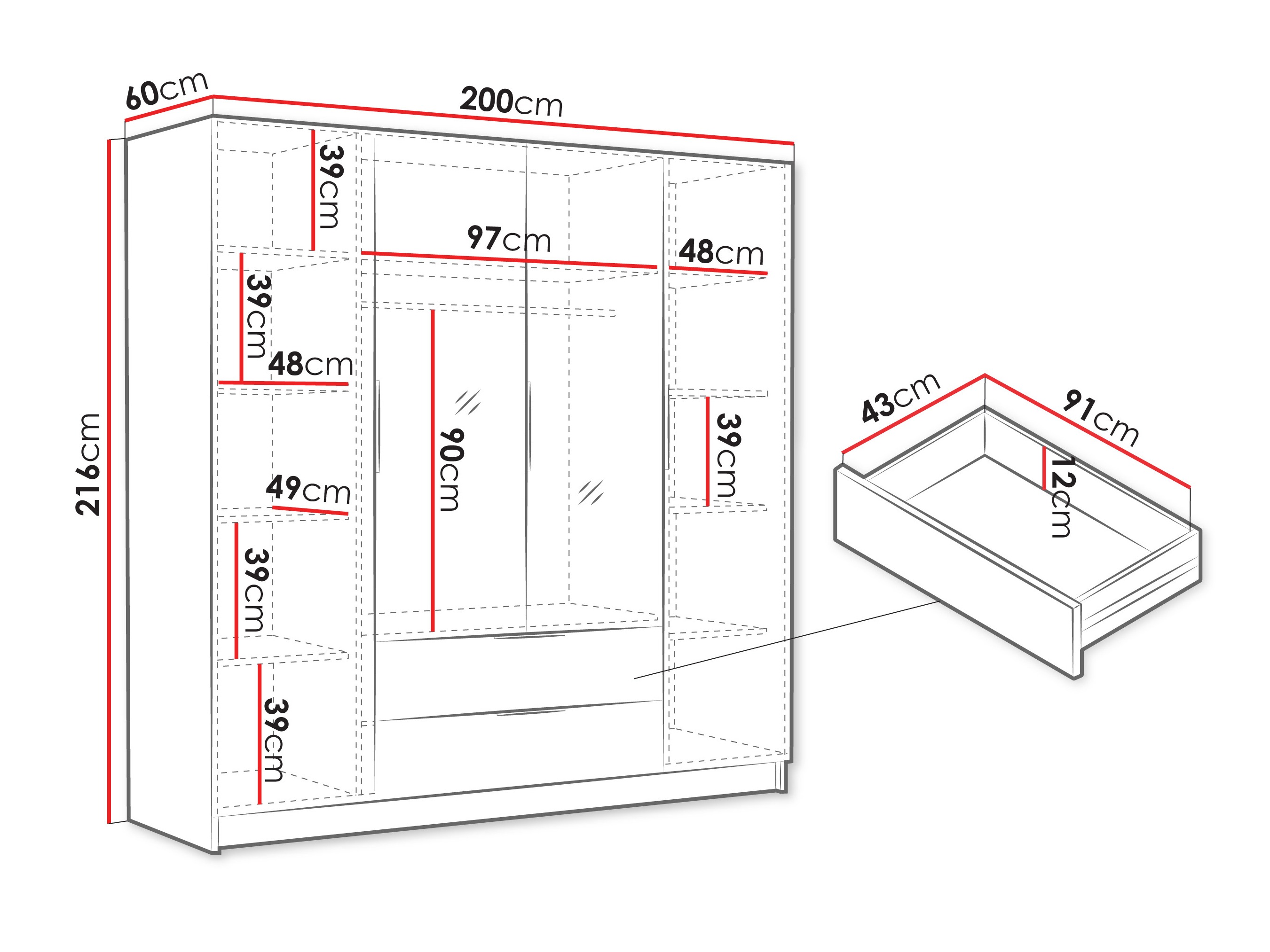 Kledingkast Closico 201 (Kasjmier)