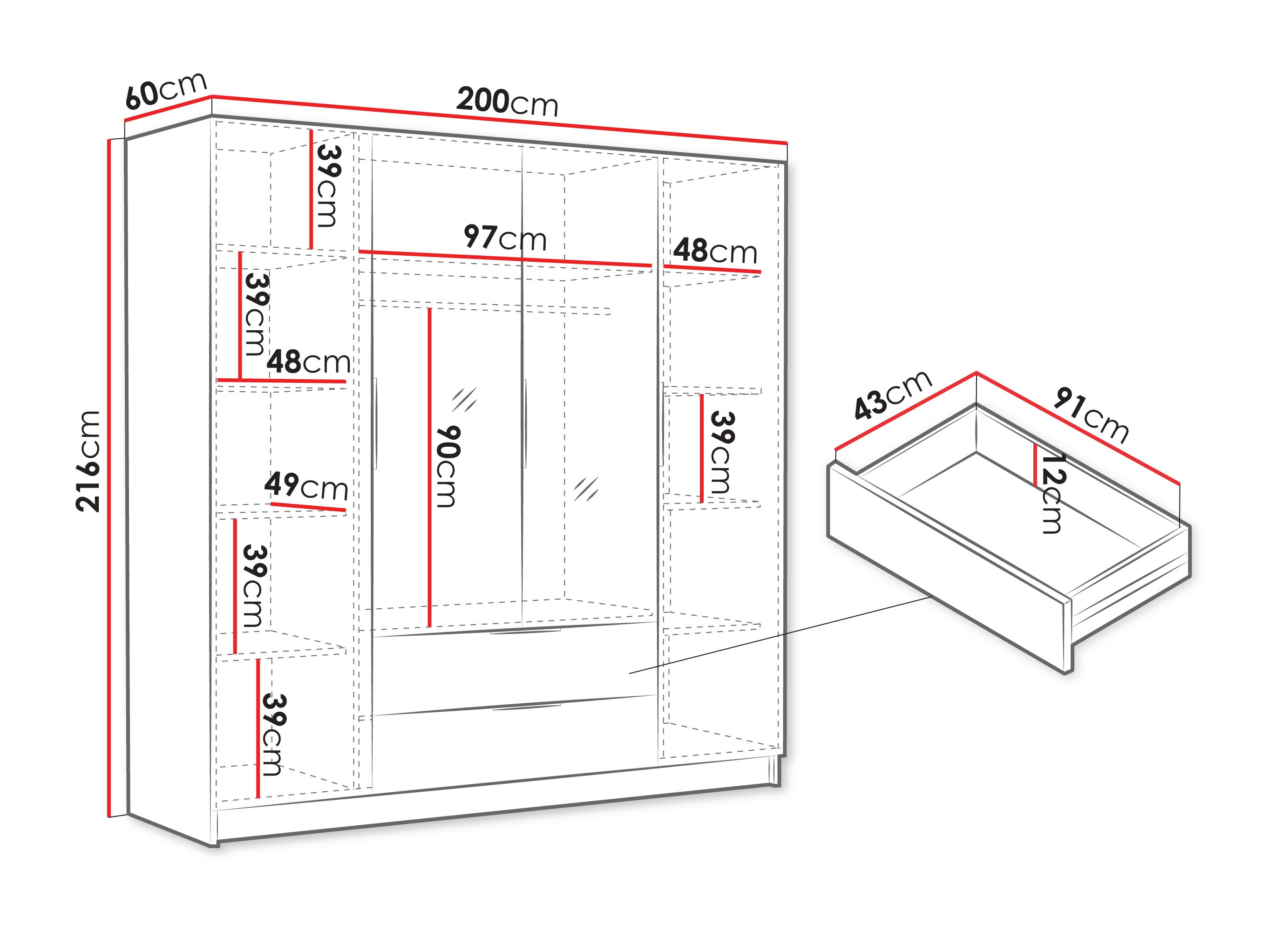 Kledingkast Closico Cadron II (Wit)