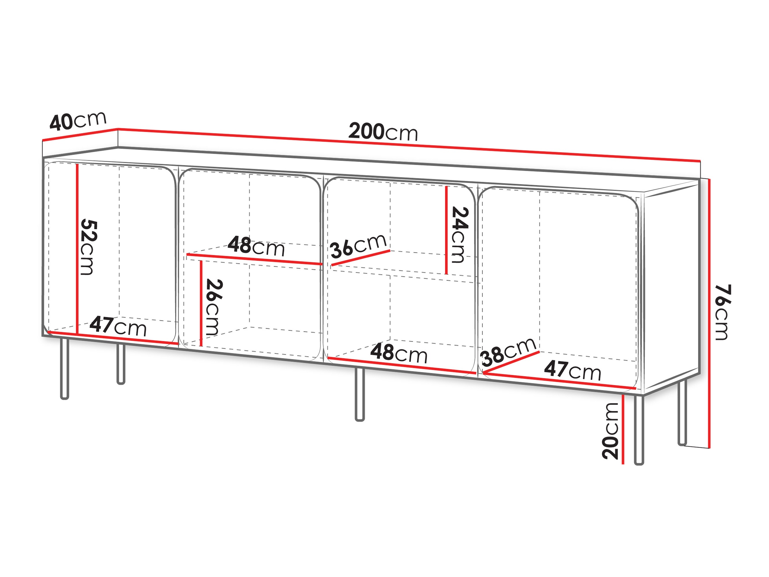 Dressoir Fentore 100 (Rood)