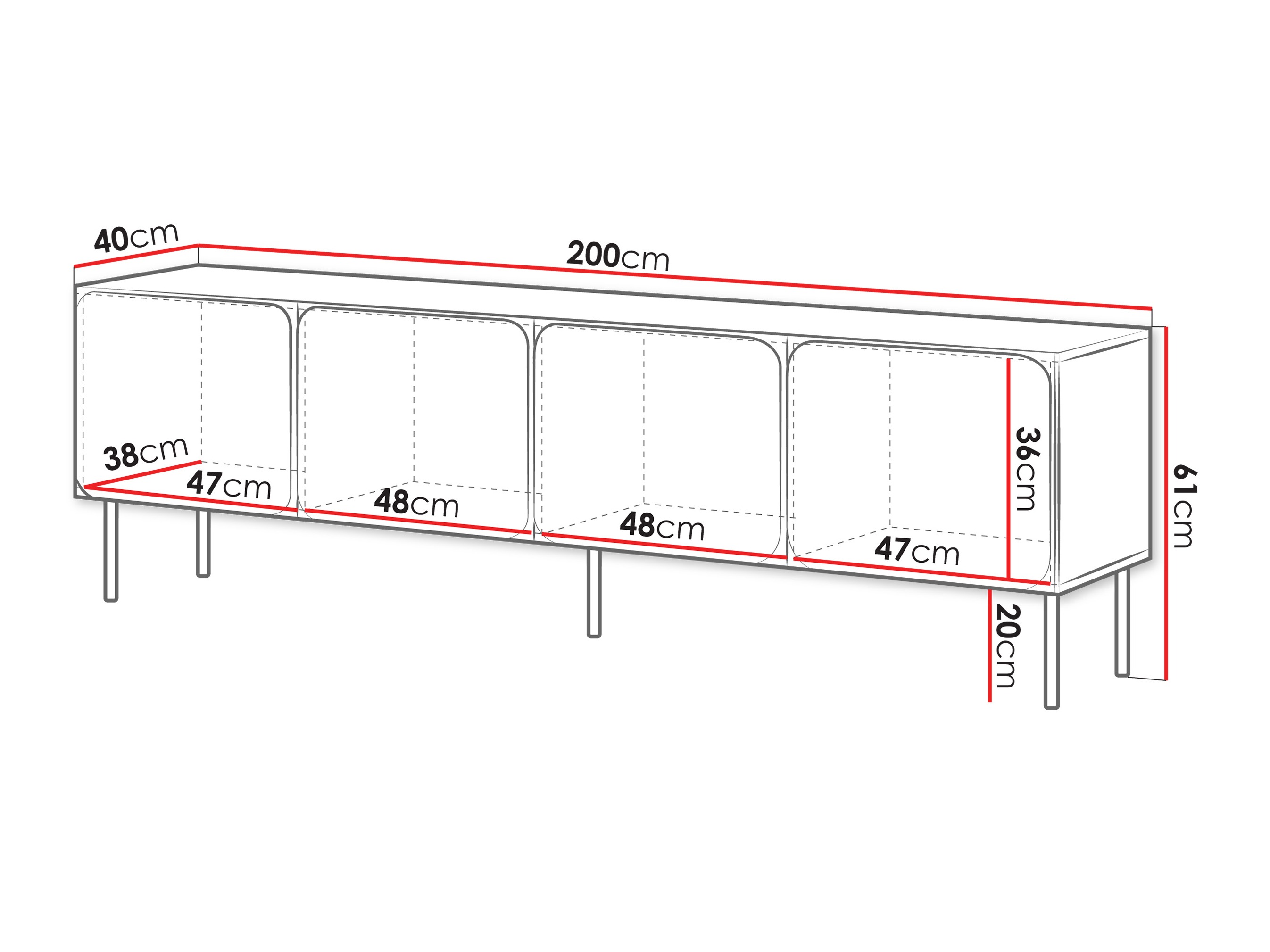 TV-meubel Fentore 101 (Rood)