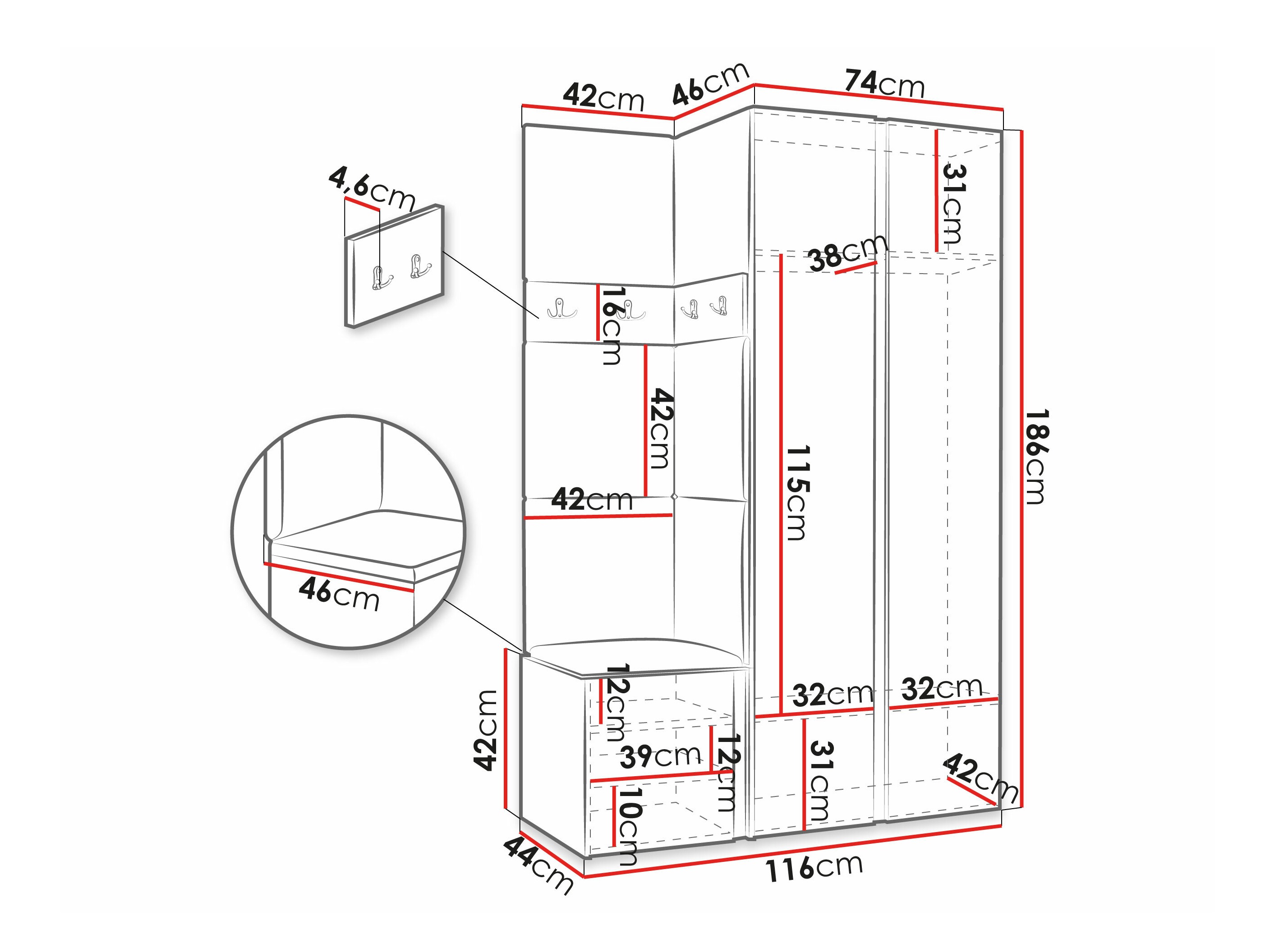 Gangmeubelset Pinis XXVI (Artisan eiken + Zwart)