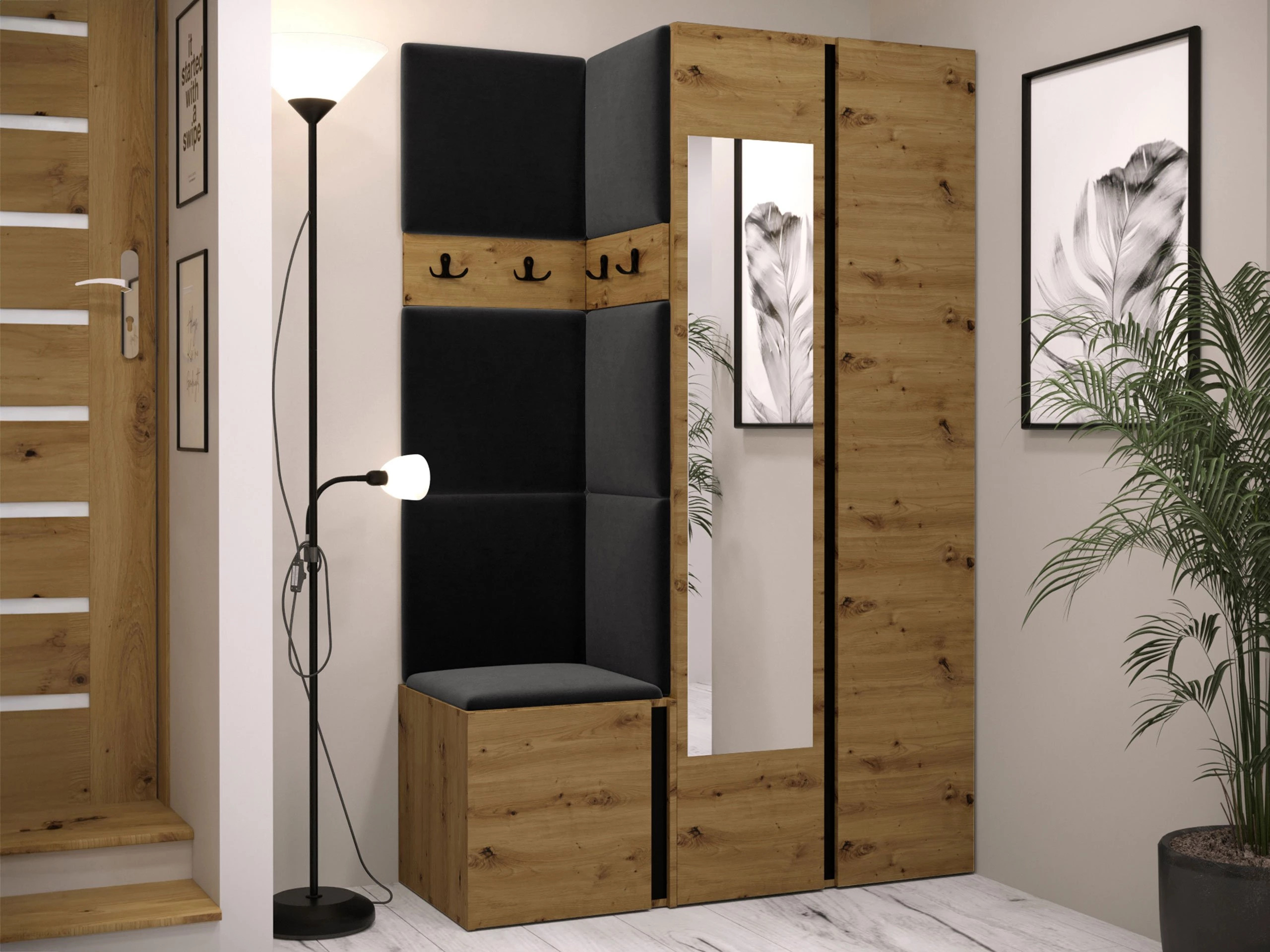 Gangmeubelset Pinis XXVI (Artisan eiken + Zwart)