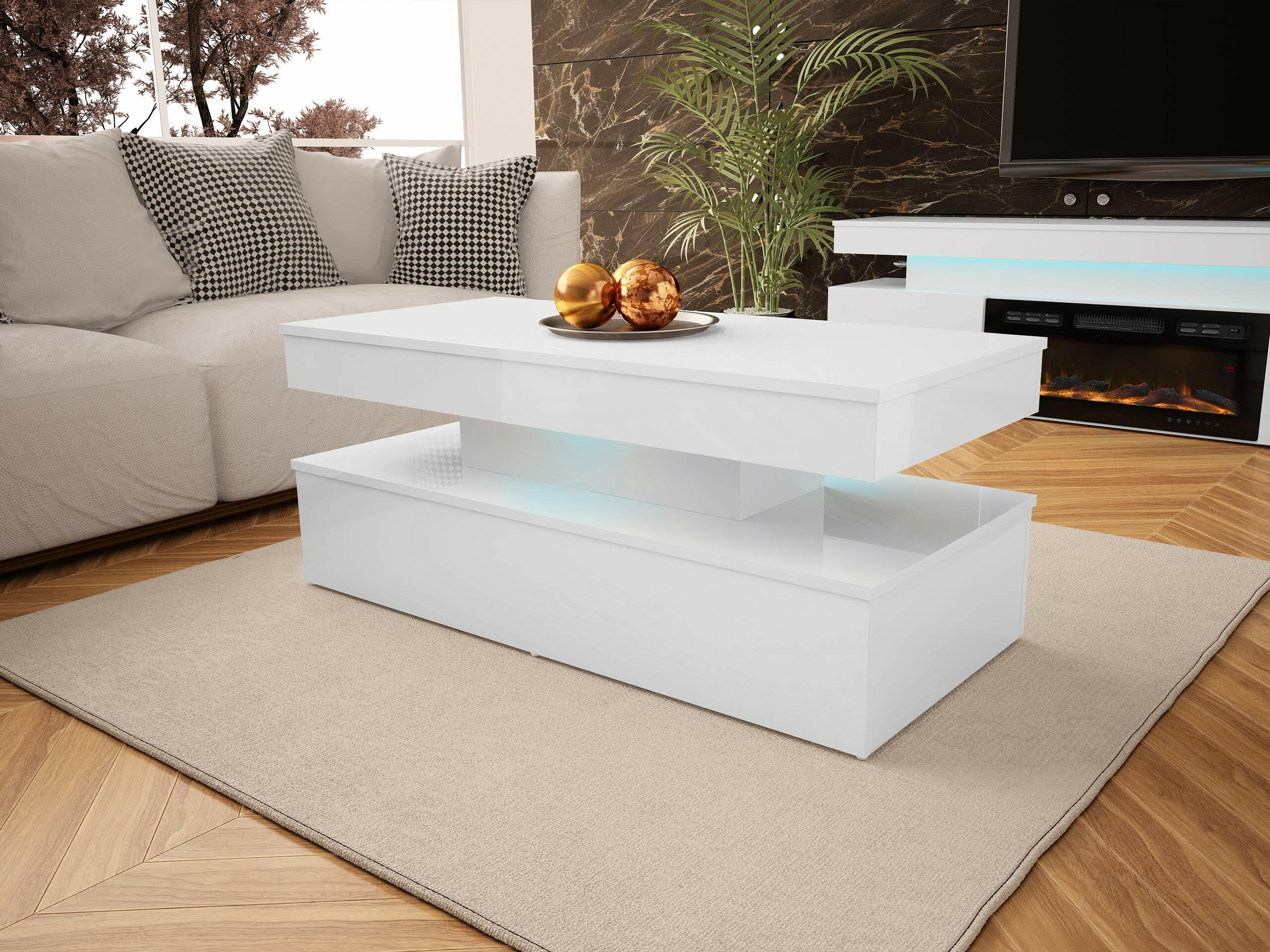 Salontafel Monfero (Wit + Glanzend wit)