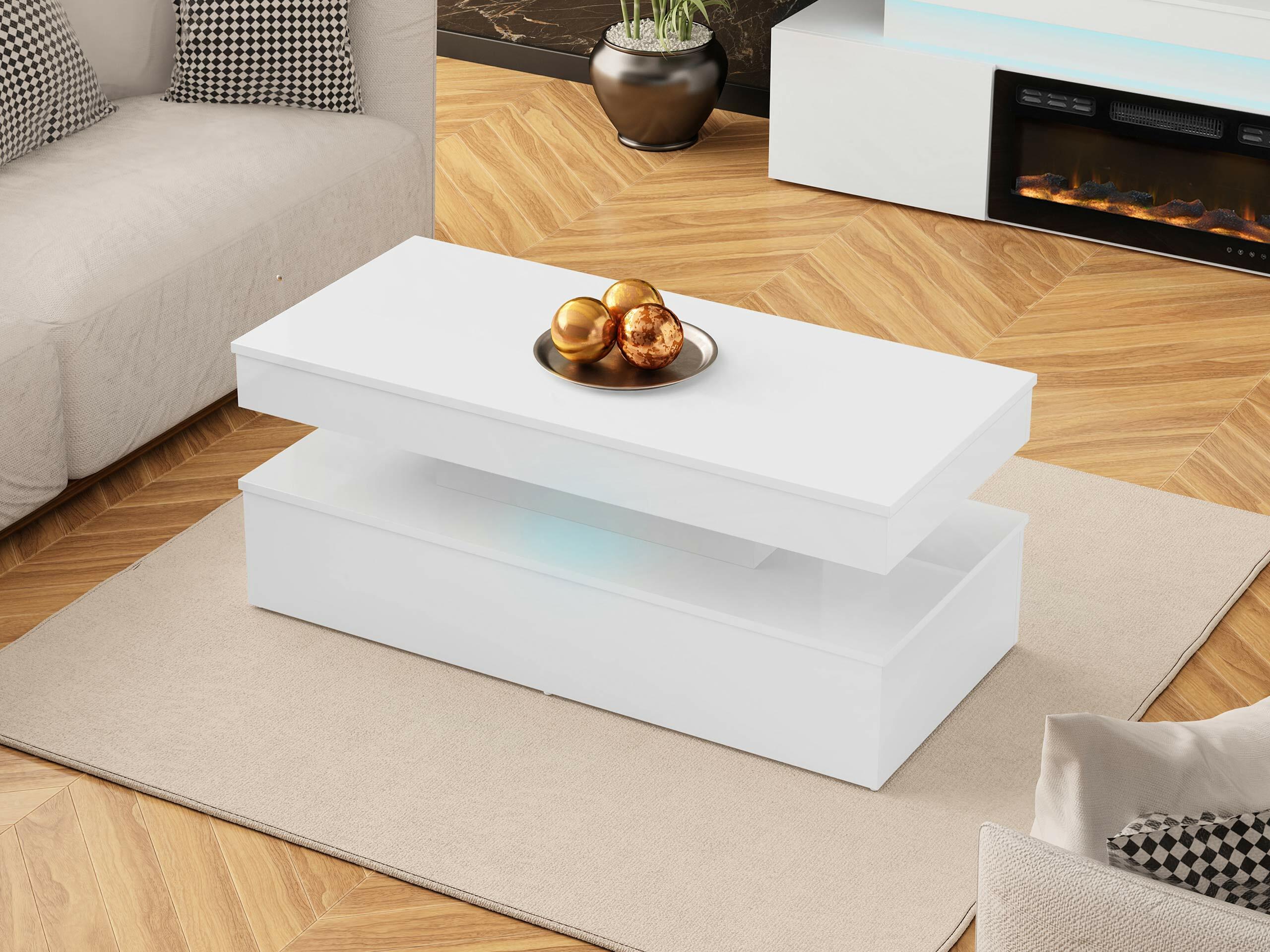 Salontafel Monfero (Wit + Glanzend wit)