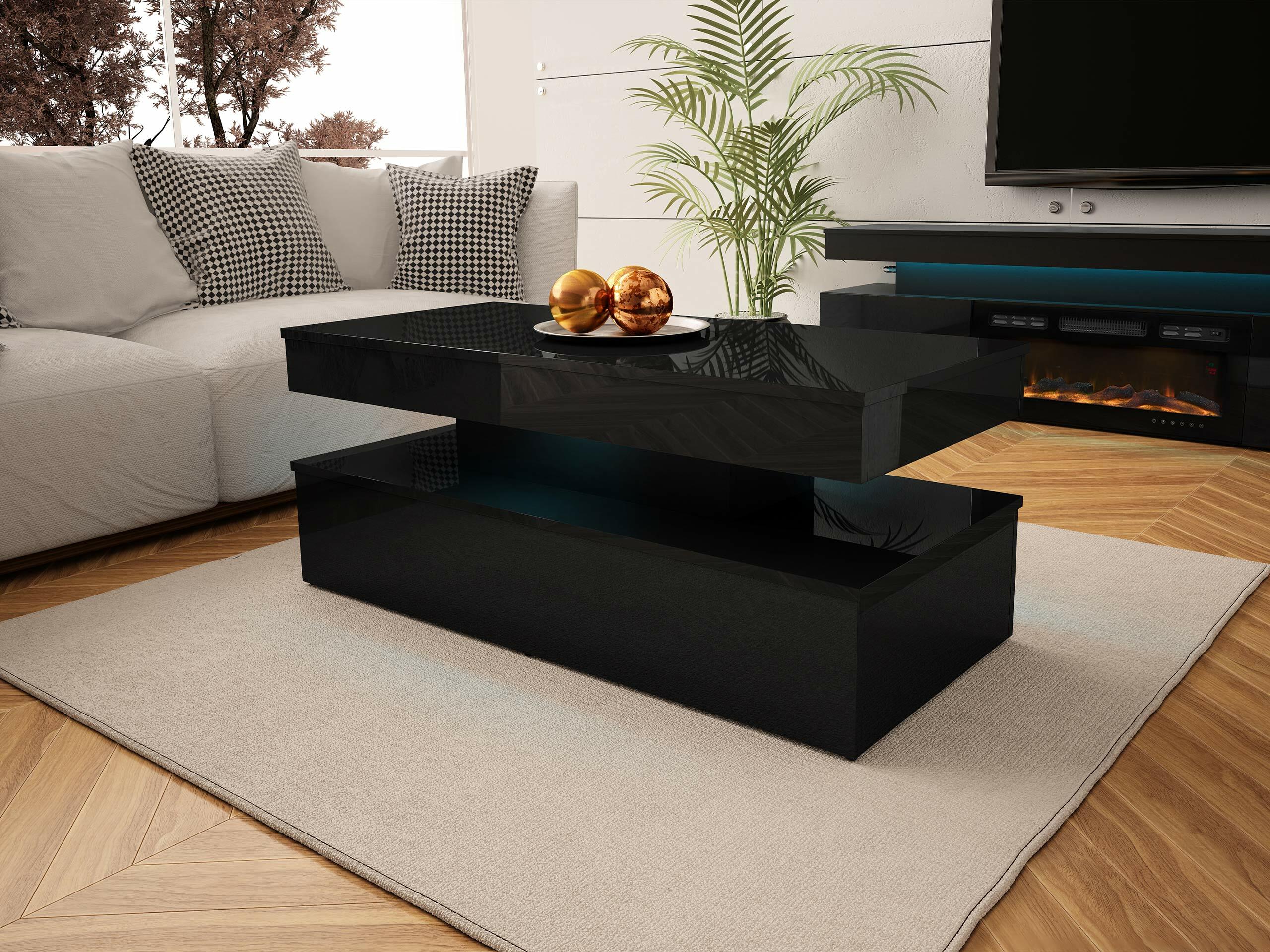 Salontafel Monfero (Zwart + Glanzend zwart)