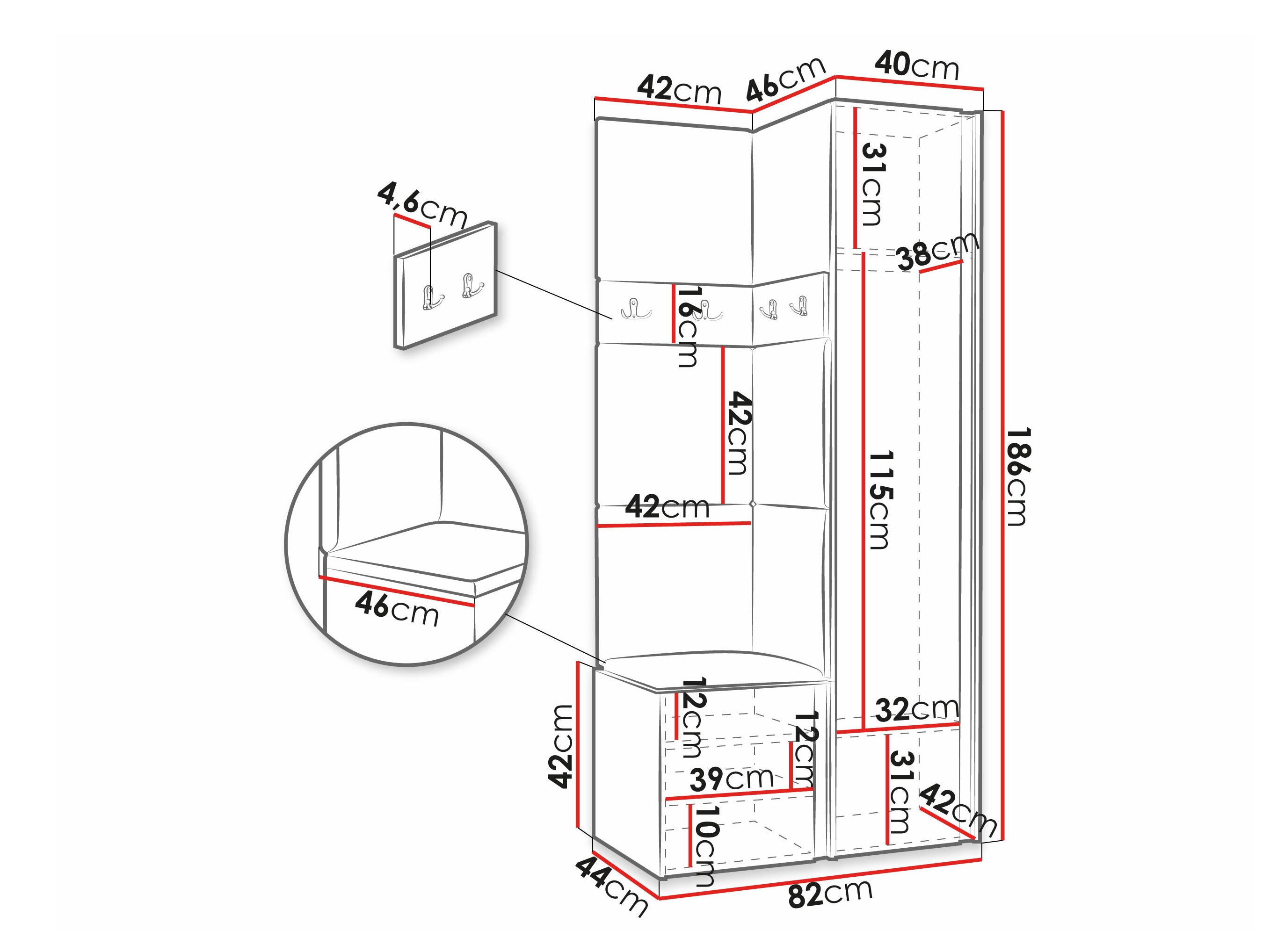 Gangmeubelset Pinis XXIV (Artisan eiken + Zwart)