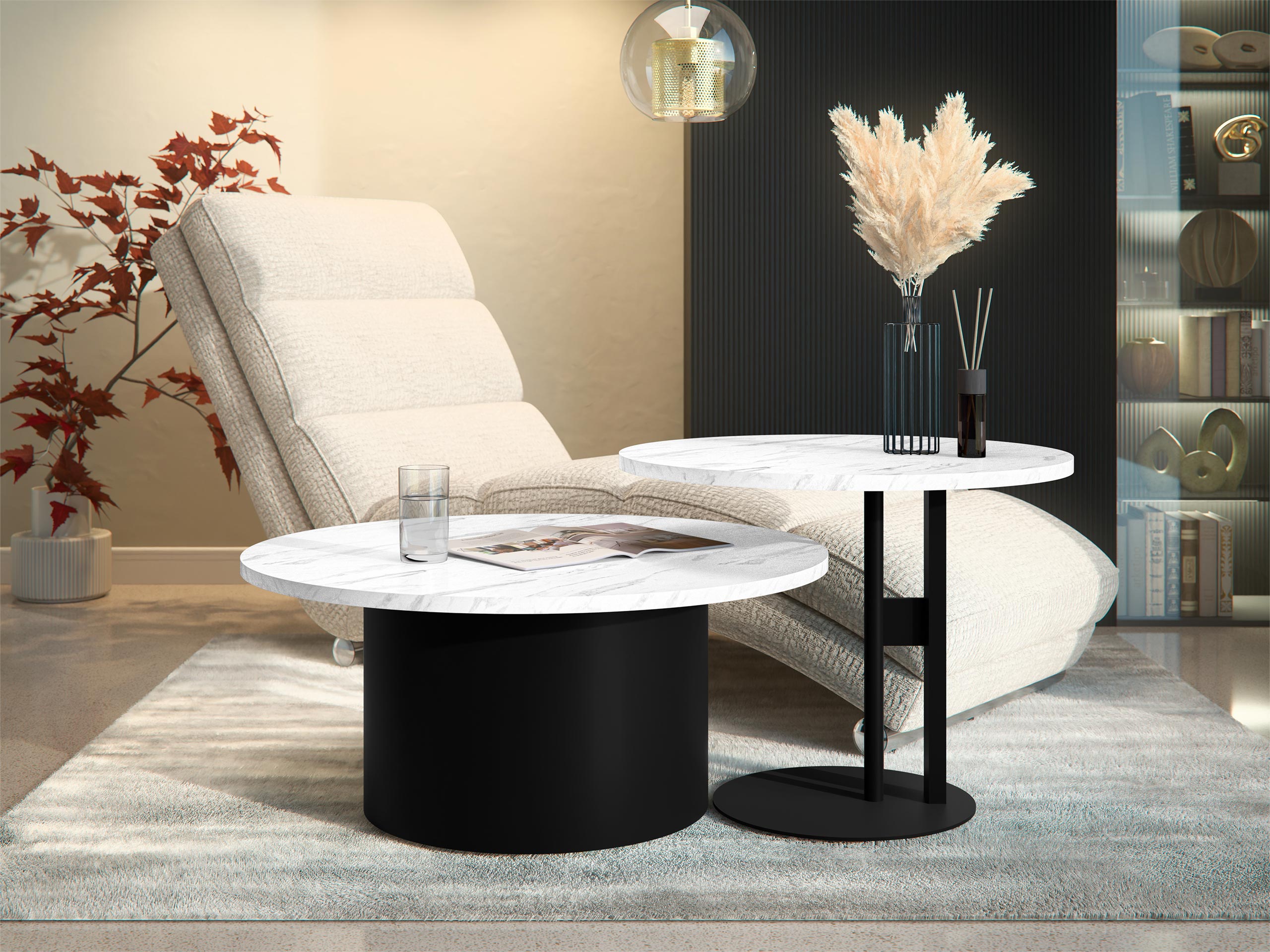 Salontafel set Oswego 159 (Wit marmer)