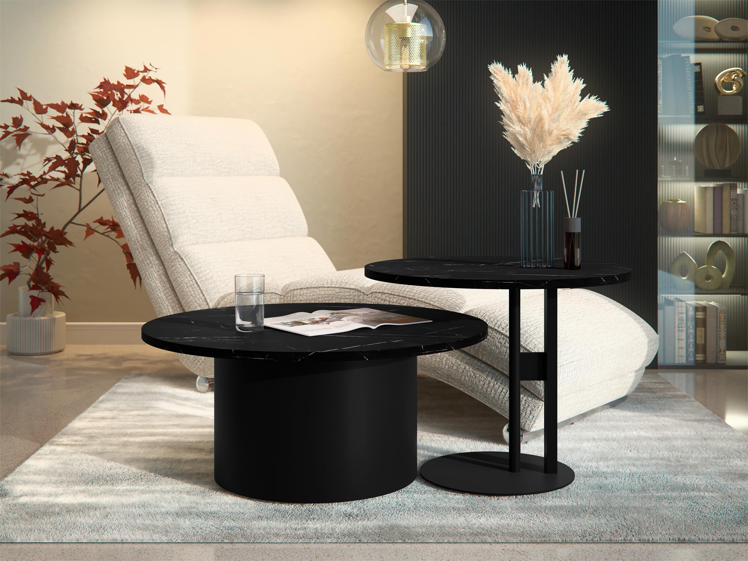 Salontafel set Oswego 159 (Zwart marmer)