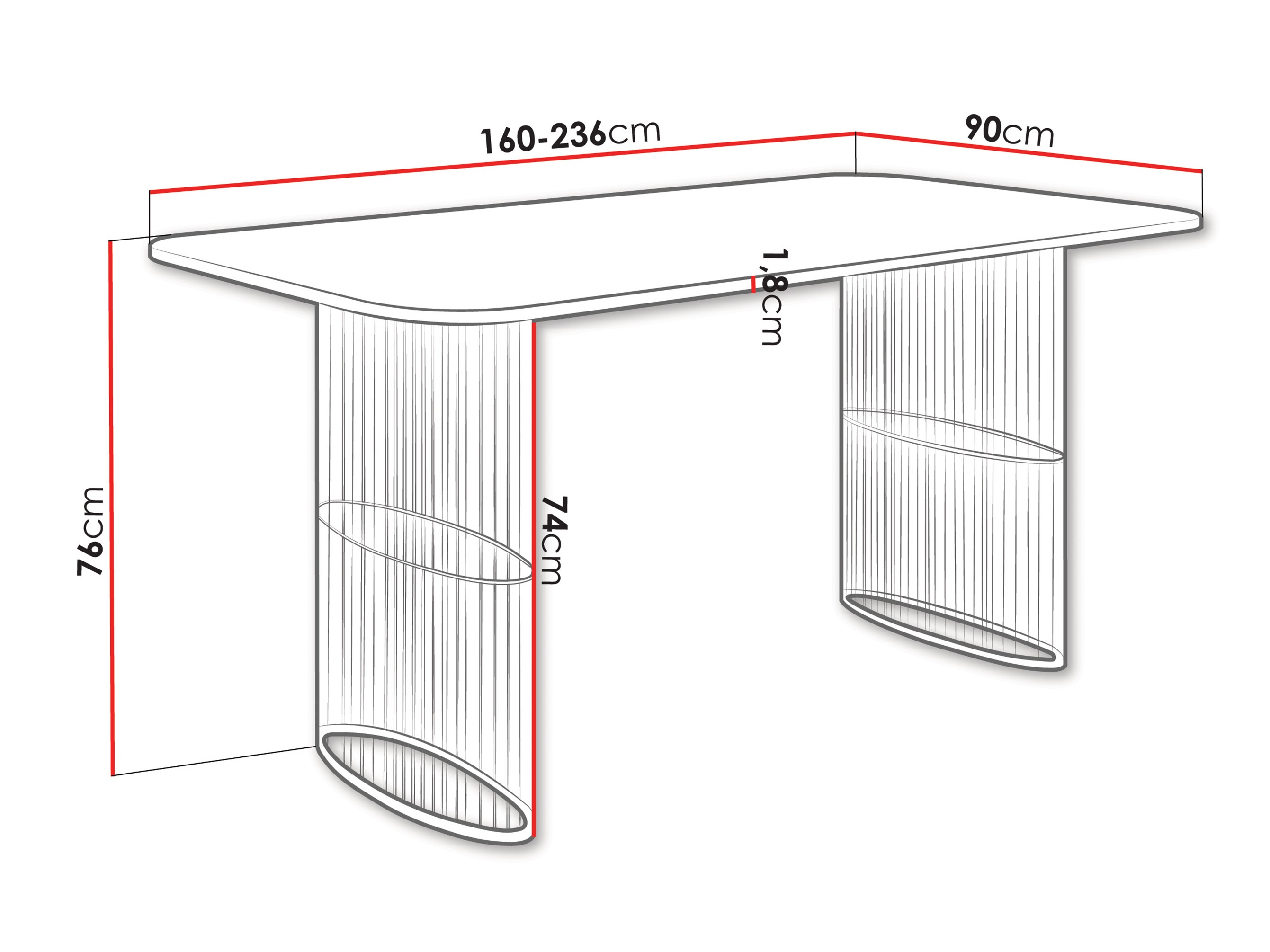 Tafel Oswego 163 (Wit marmer)