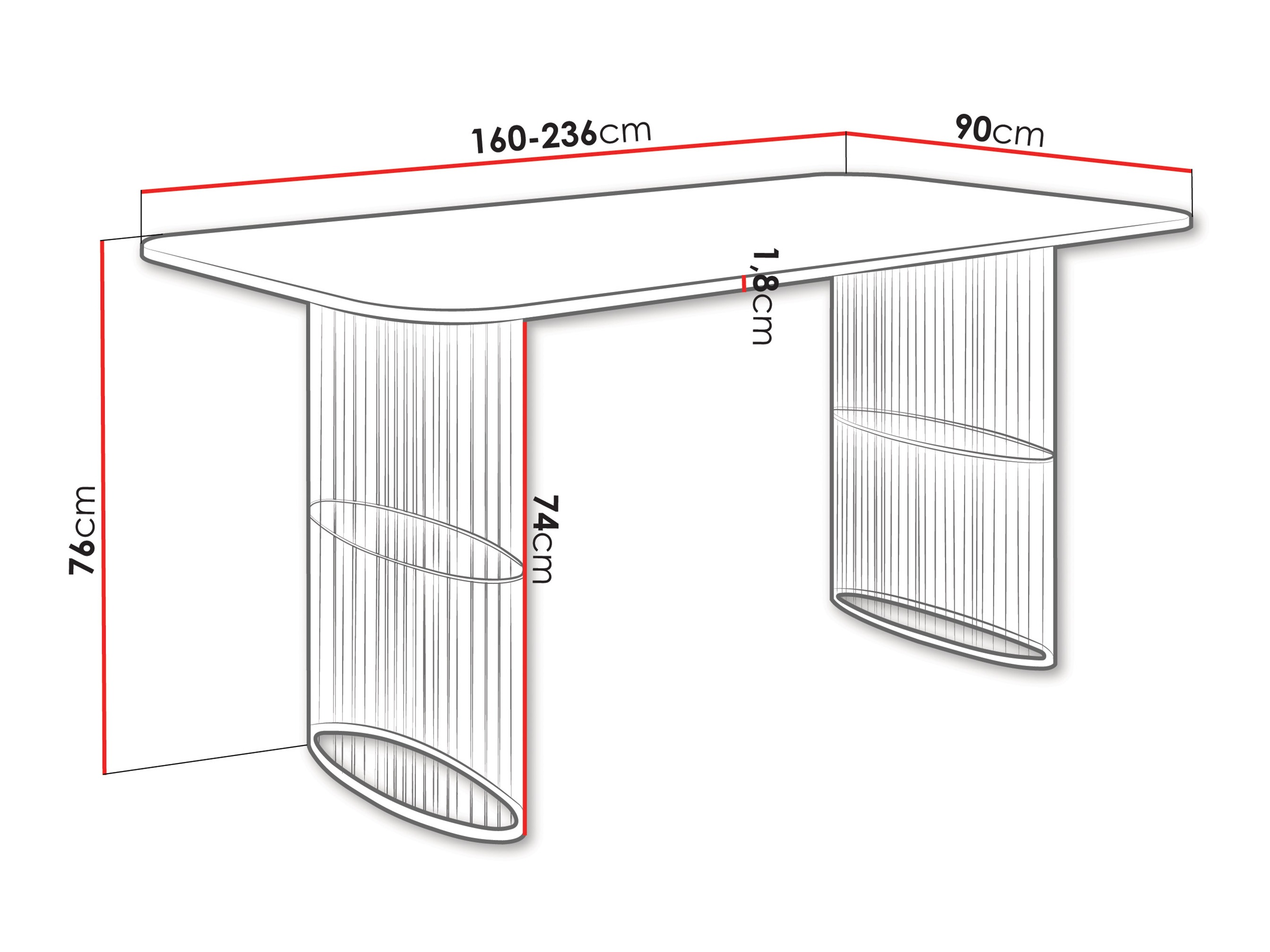 Tafel Oswego 163 (Zwart)
