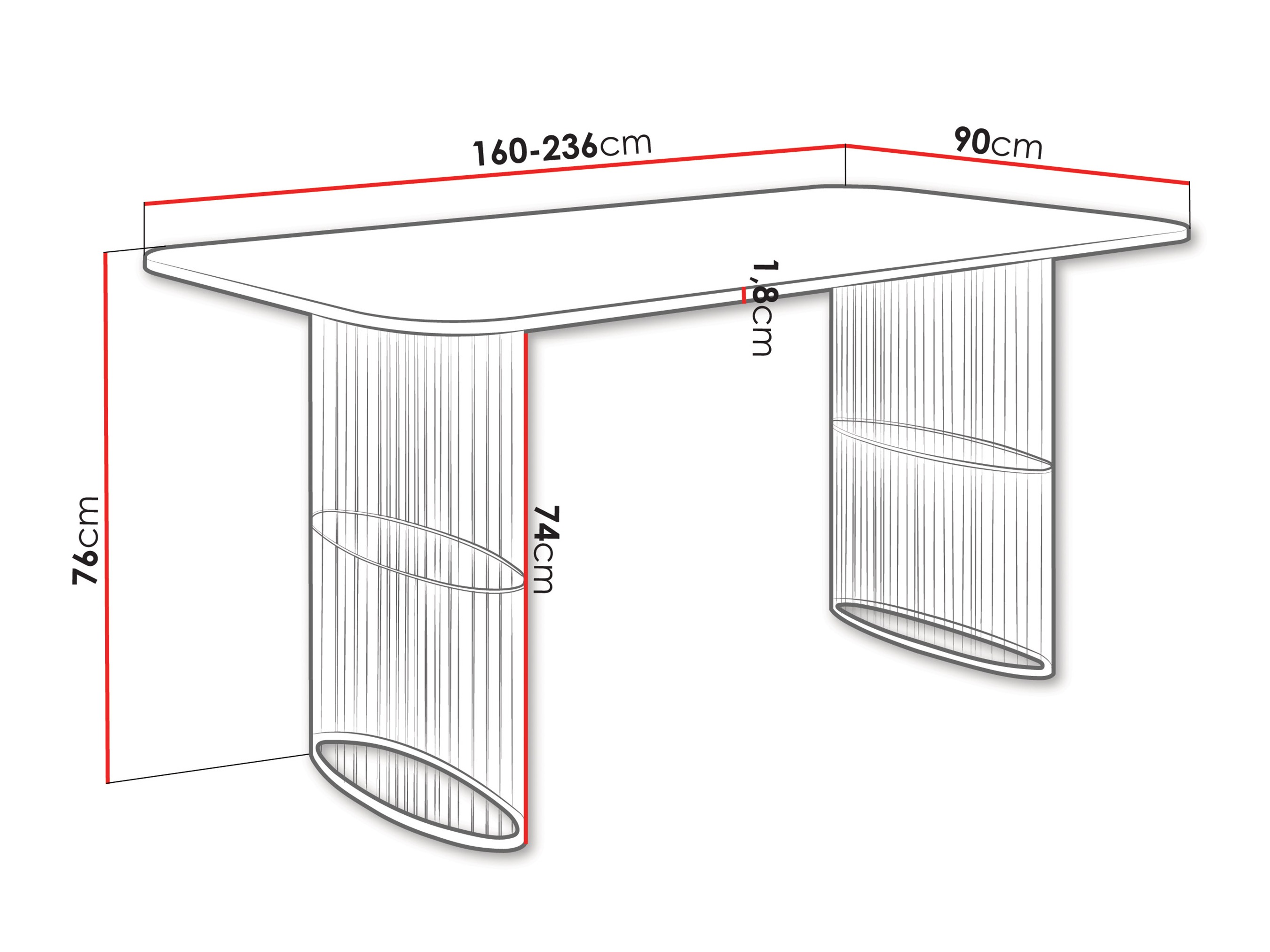 Tafel Oswego 164 (Wit marmer)