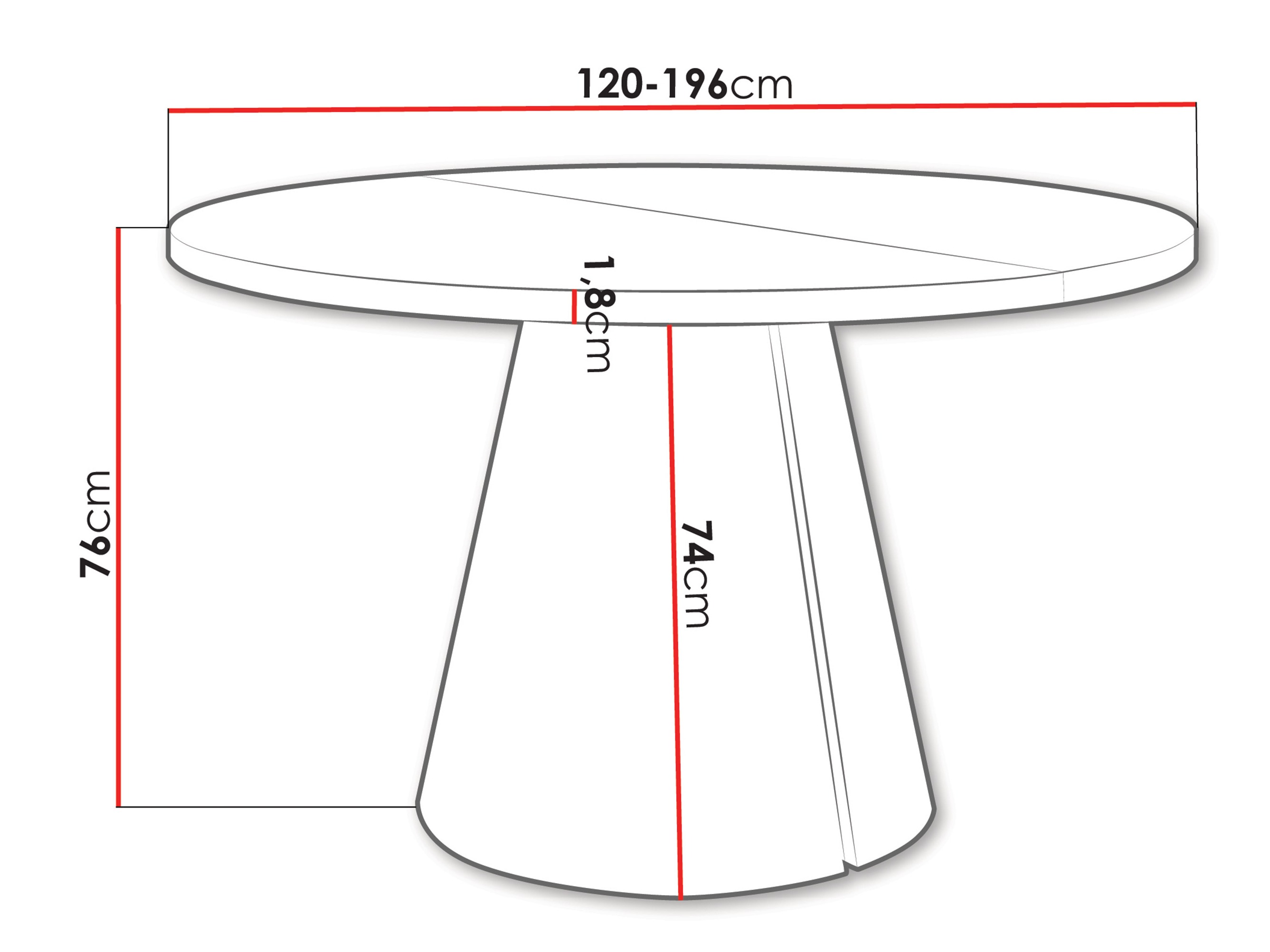 Tafel Oswego 167 (Zwart)