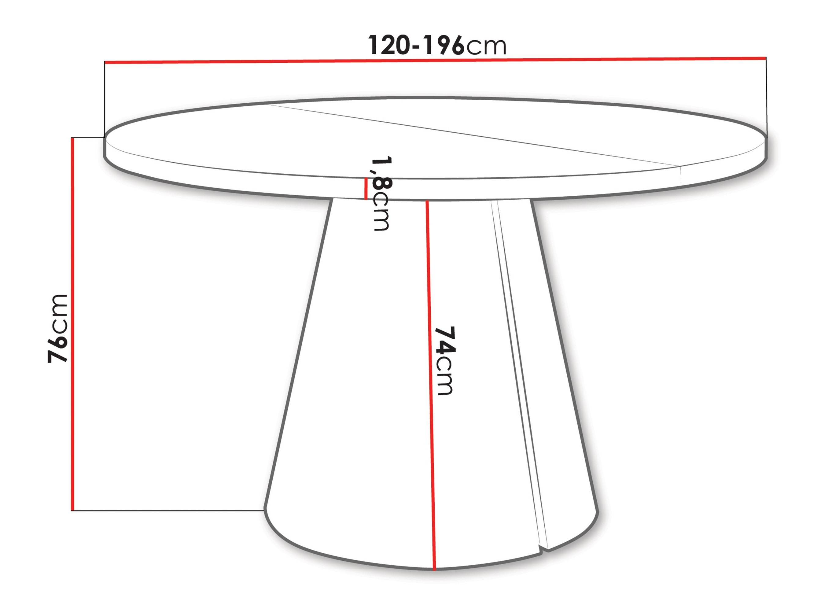 Tafel Oswego 168 (Eiken)