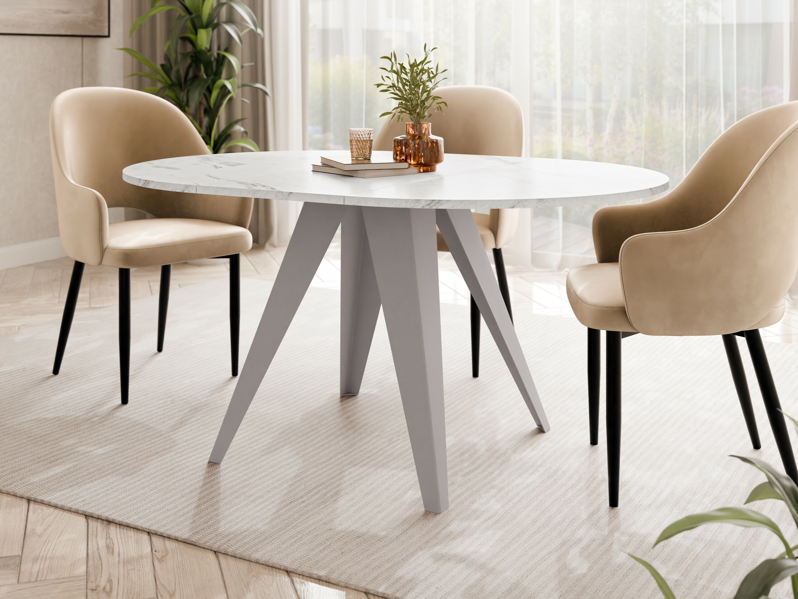 Tafel Oswego 174 (Wit marmer)