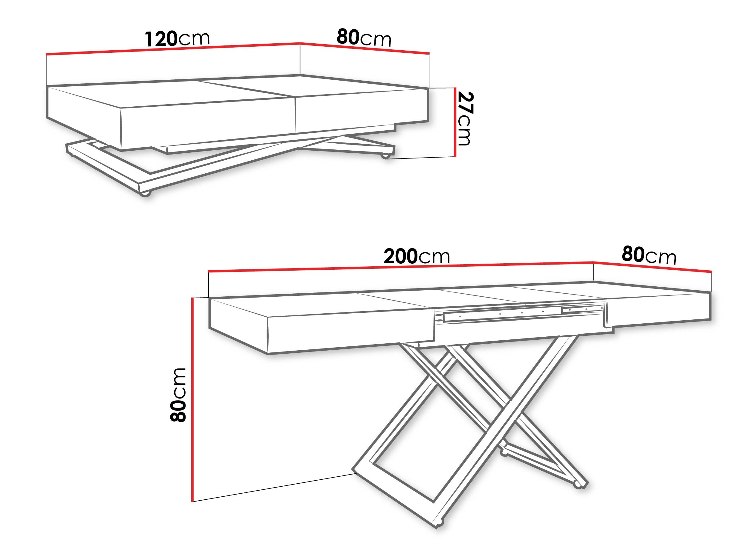 Transformeerbare salontafel Oswego 171 (Notenhout)