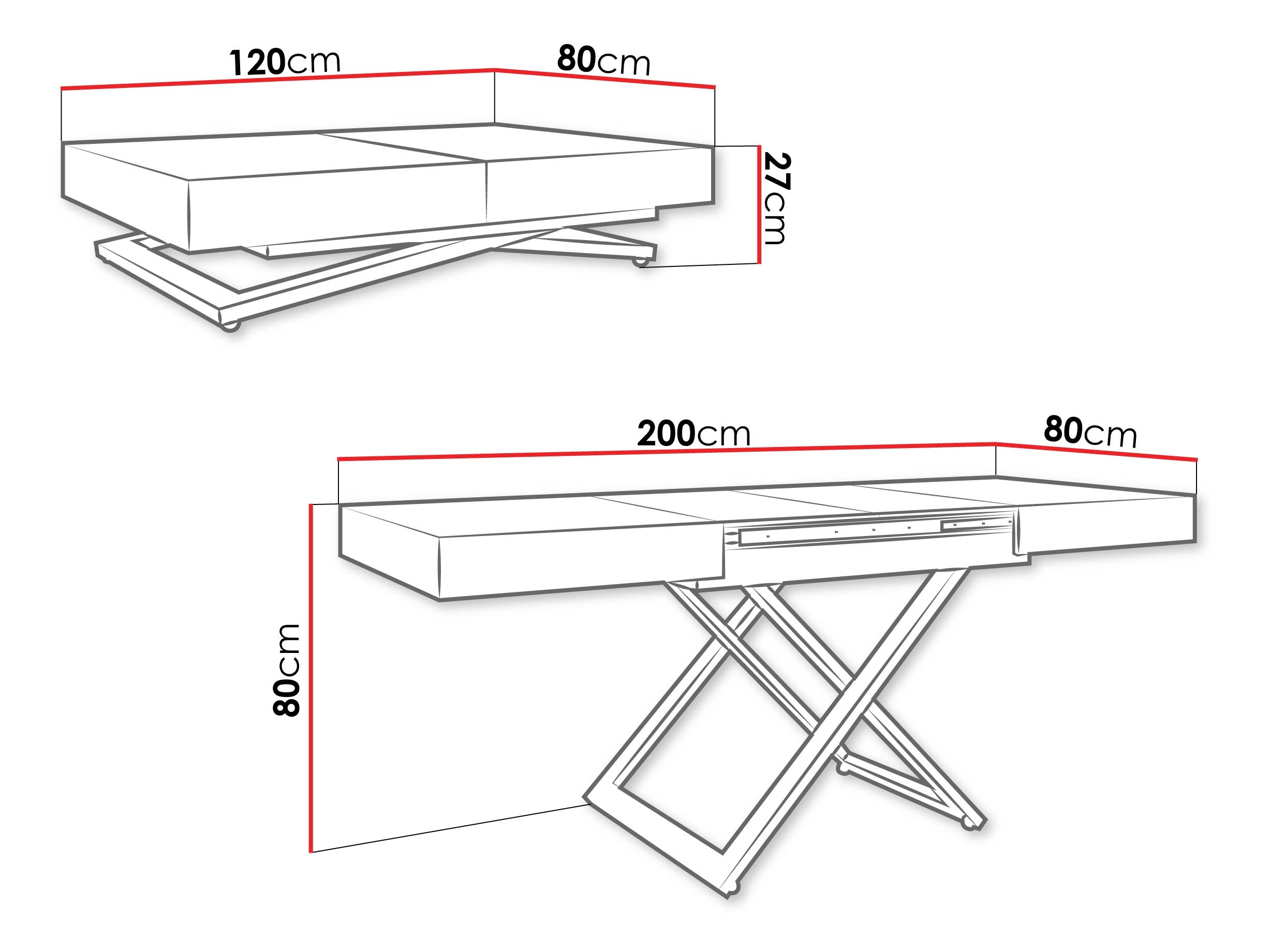 Transformeerbare salontafel Oswego 172 (Kasjmier)